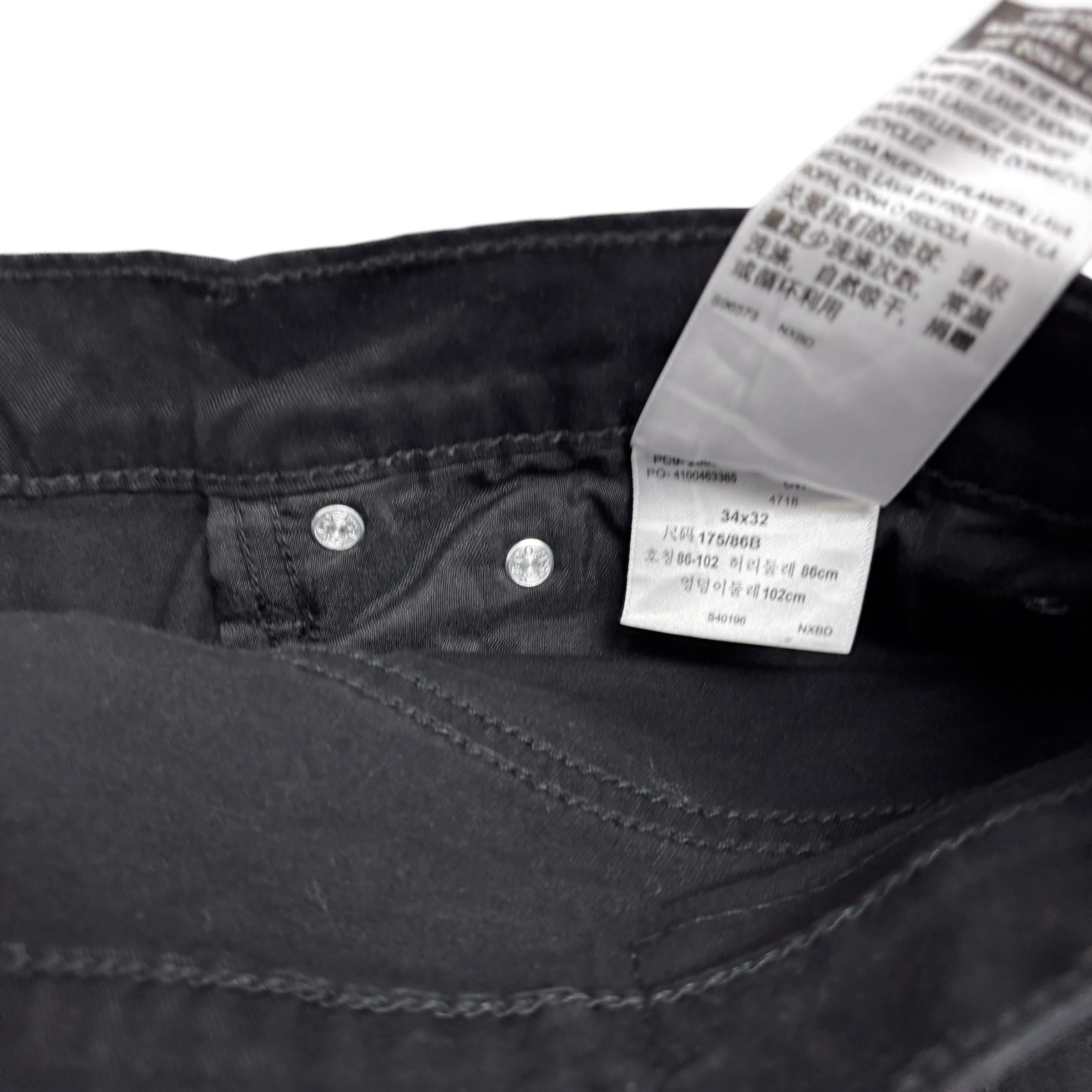 Levis Signature Trousers W34 L32 Mens Black Athletic Fit Stretch Pants (E)