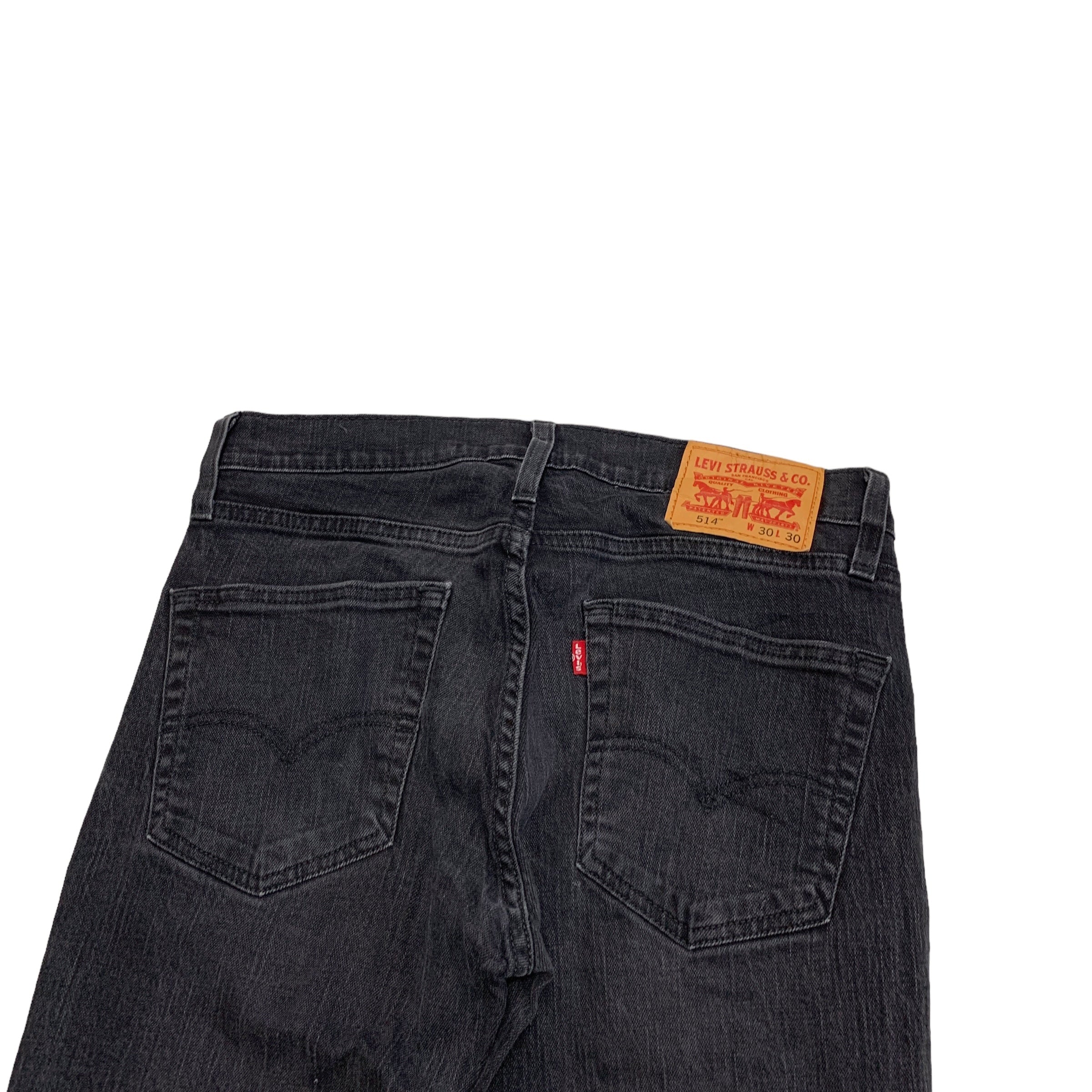 Levis 514 Jeans W30 L29 Mens Black Slim Straight Fit Stretch Denim