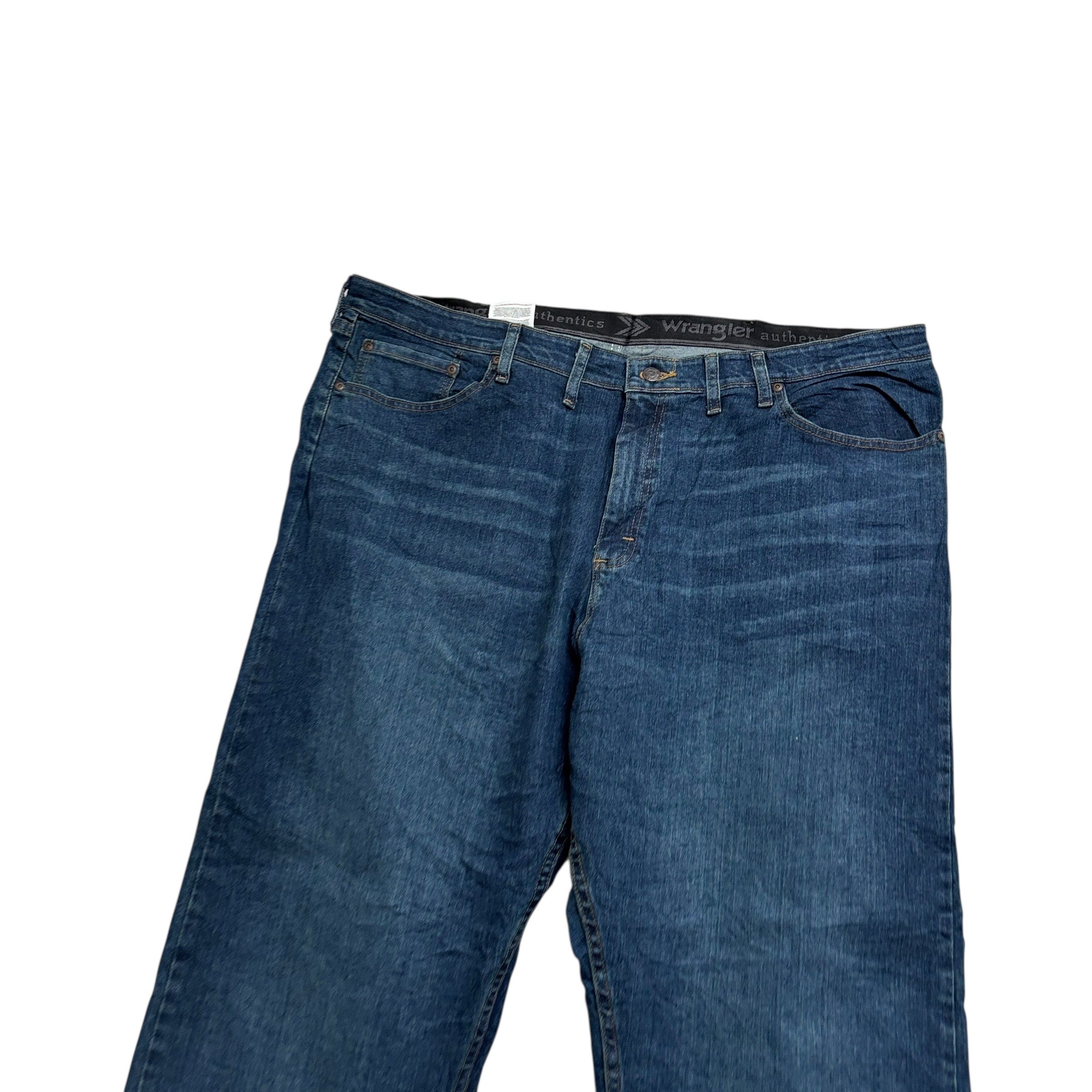 Wrangler Jeans W42 L32 Mens Dark Blue Relaxed Straight Fit Stretch Denim (E)
