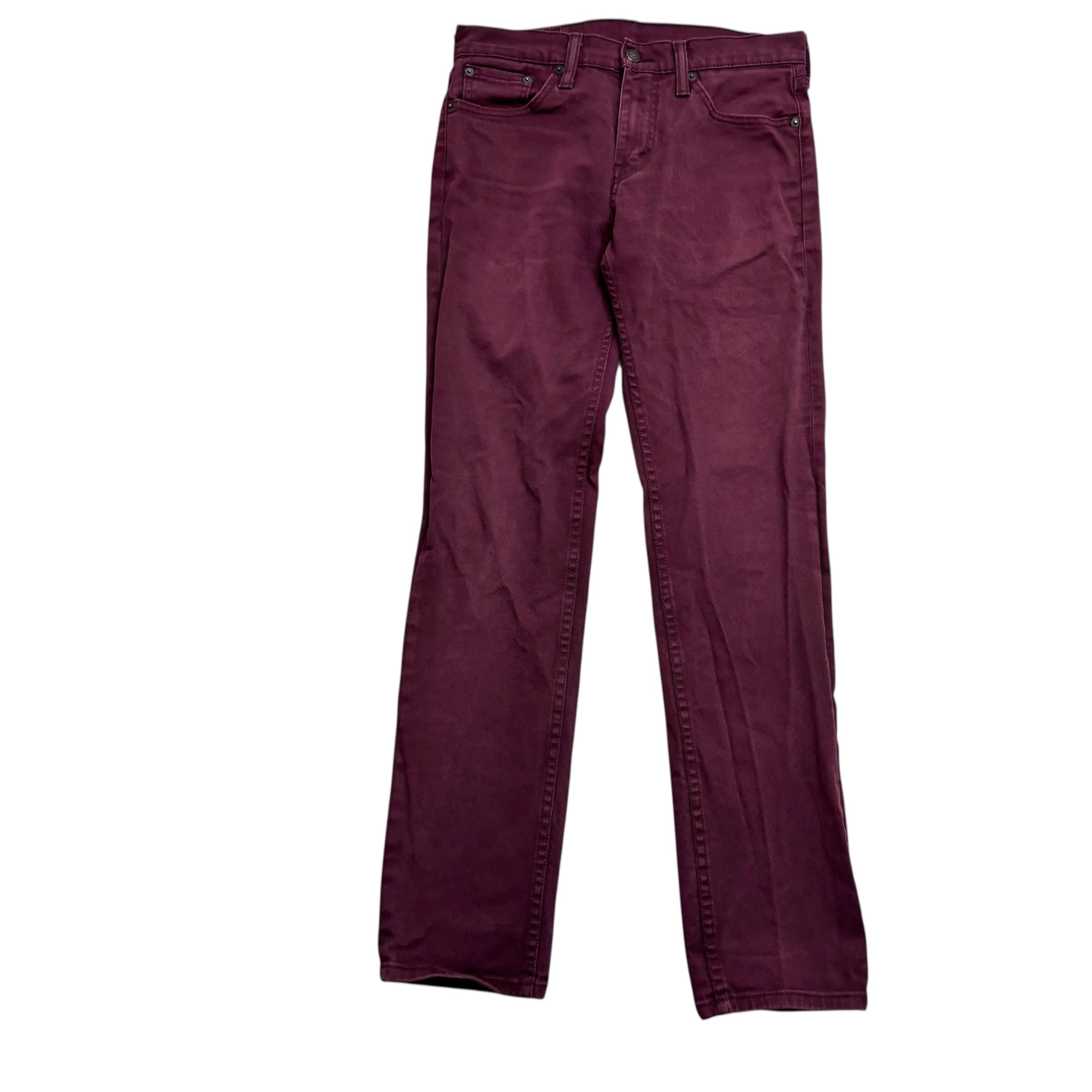 Levis 511 Jeans W29 L31 Mens Burgundy Red Slim Fit Stretch Denim (E)