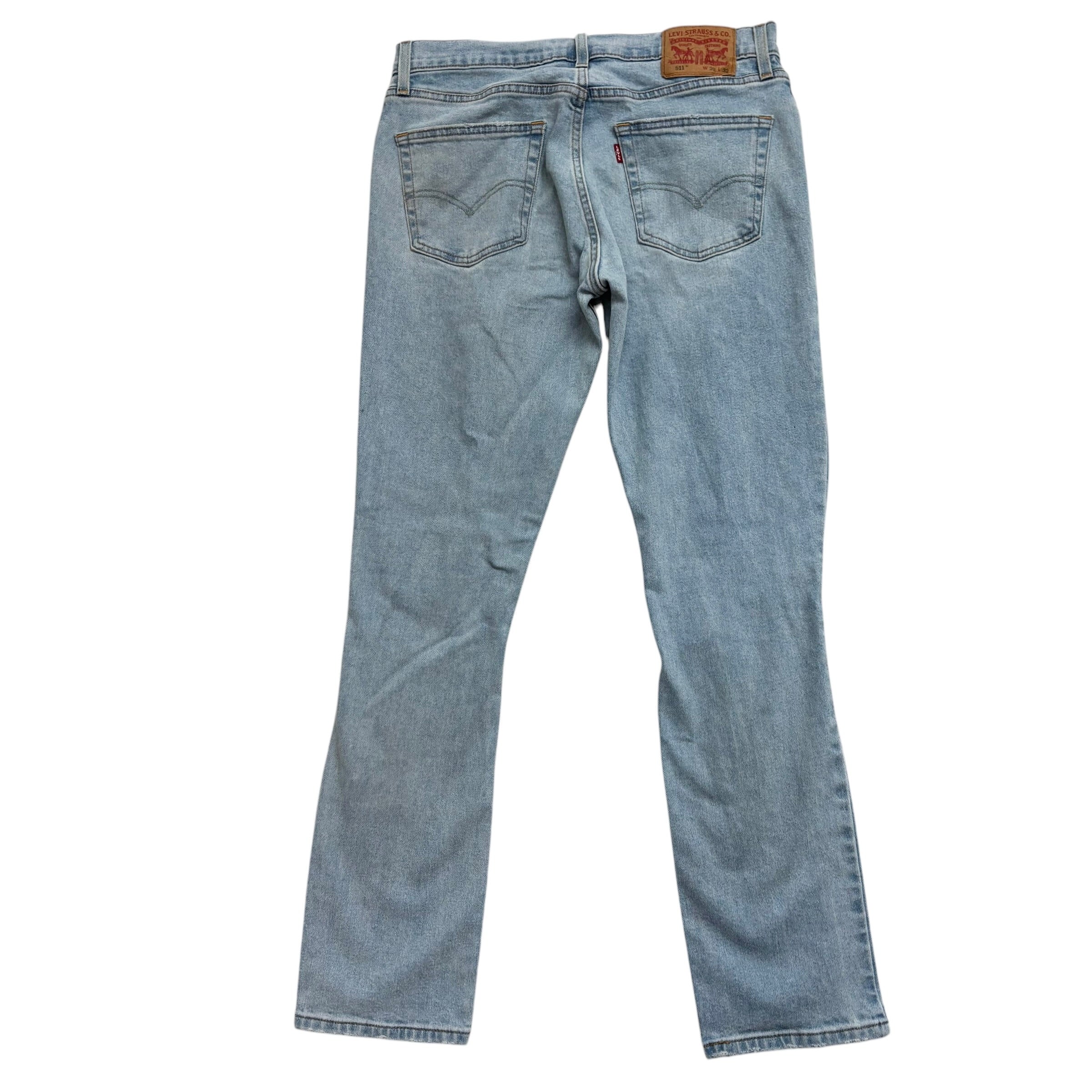 Levis 511 Jeans W32 L32 Mens Light Blue Slim Fit Distressed Stretch Denim