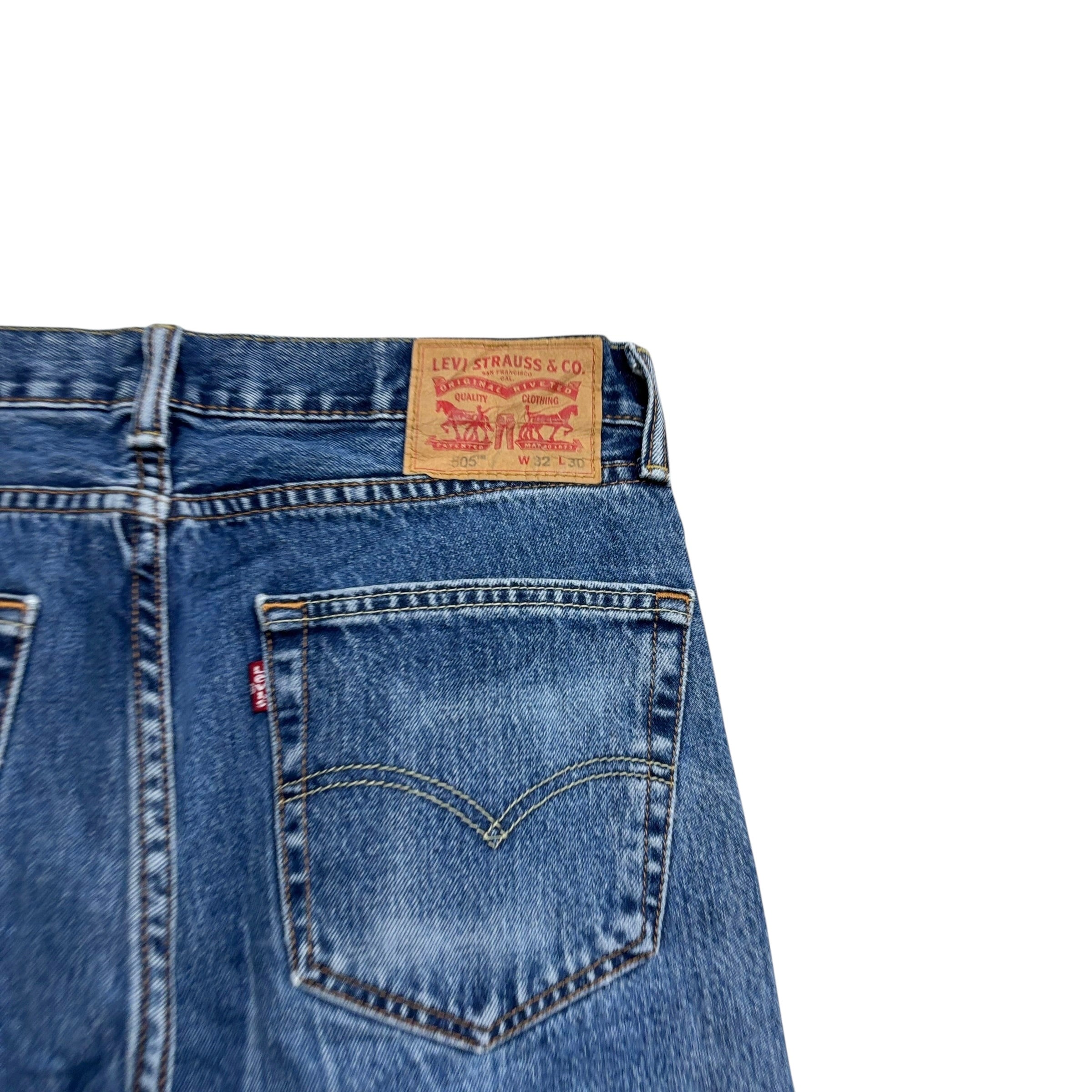 Levis 505 Jeans W31 L30 Mens Mid Blue Regular Straight Fit Denim