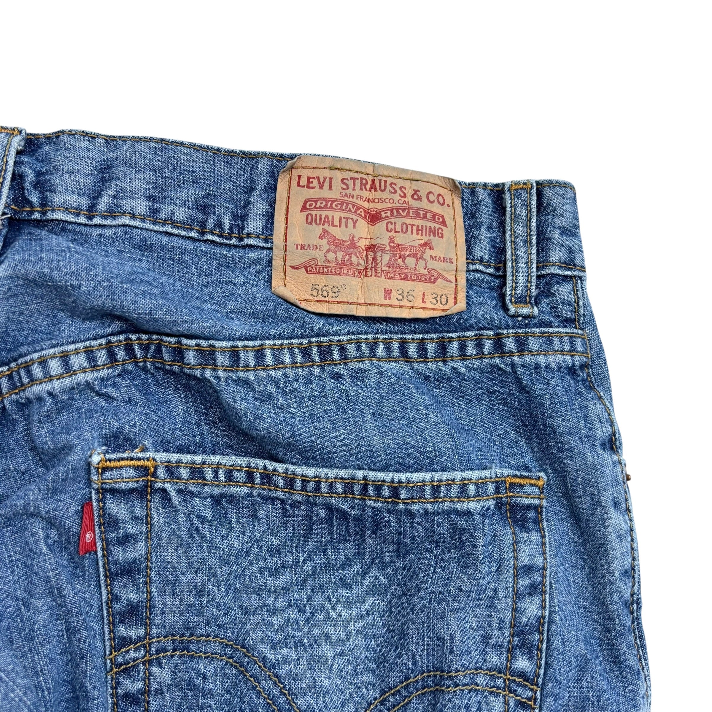 Levis 569 Jeans W36 L30 Mens Mid Blue Baggy Relaxed Fit Vintage Denim (E)