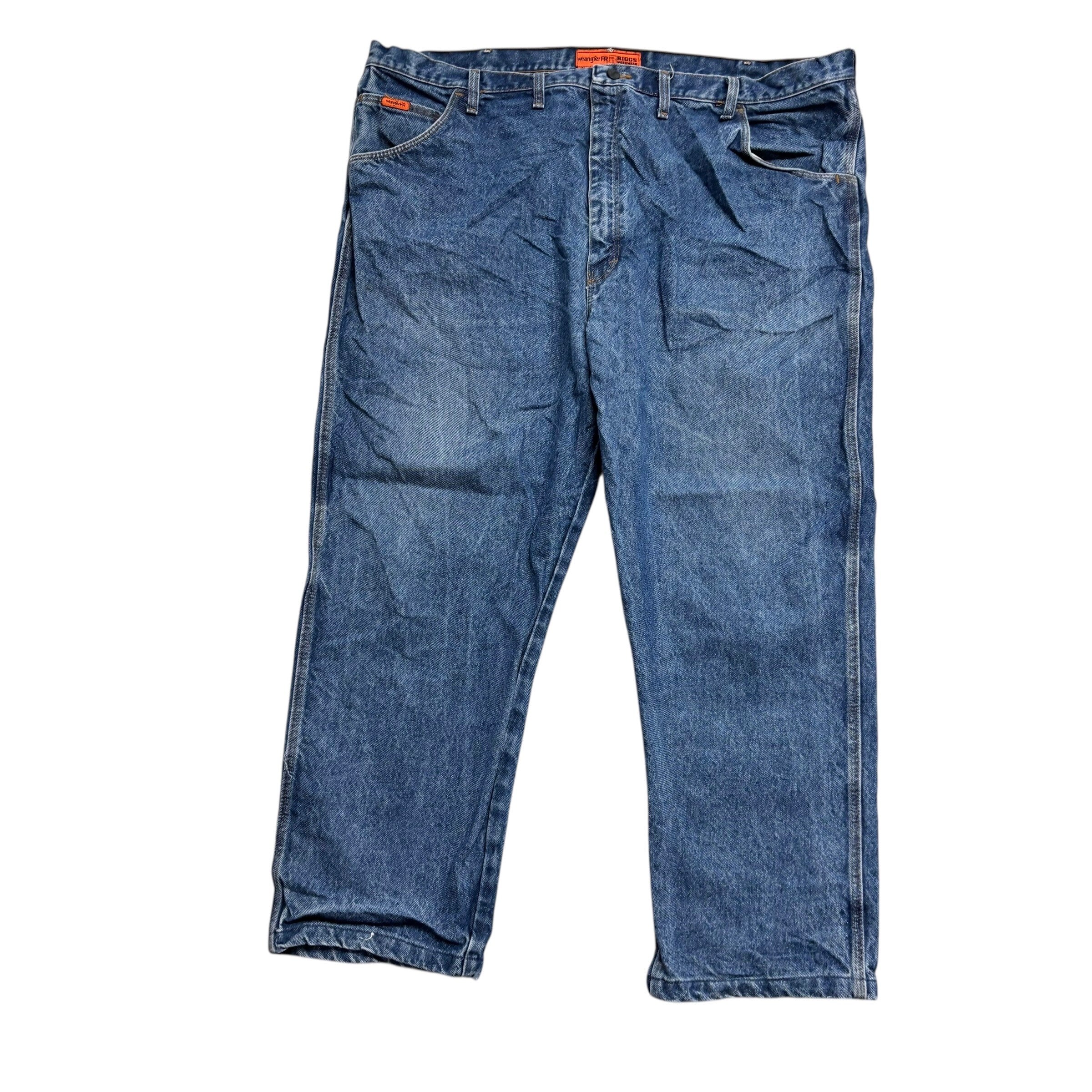 Wrangler Jeans W48 L29 Mens Mid Blue Relaxed Tapered Fit Vintage Denim