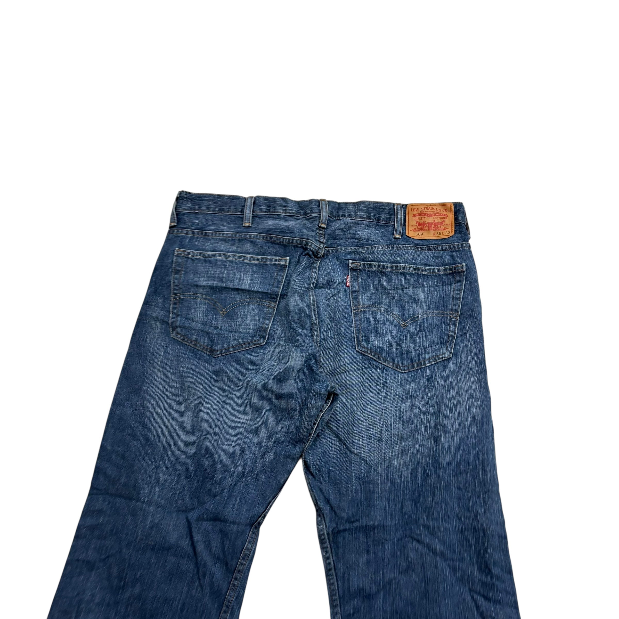 Levis 569 Jeans W38 L32 Mens Dark Blue Baggy Relaxed Straight Vintage Denim (E)