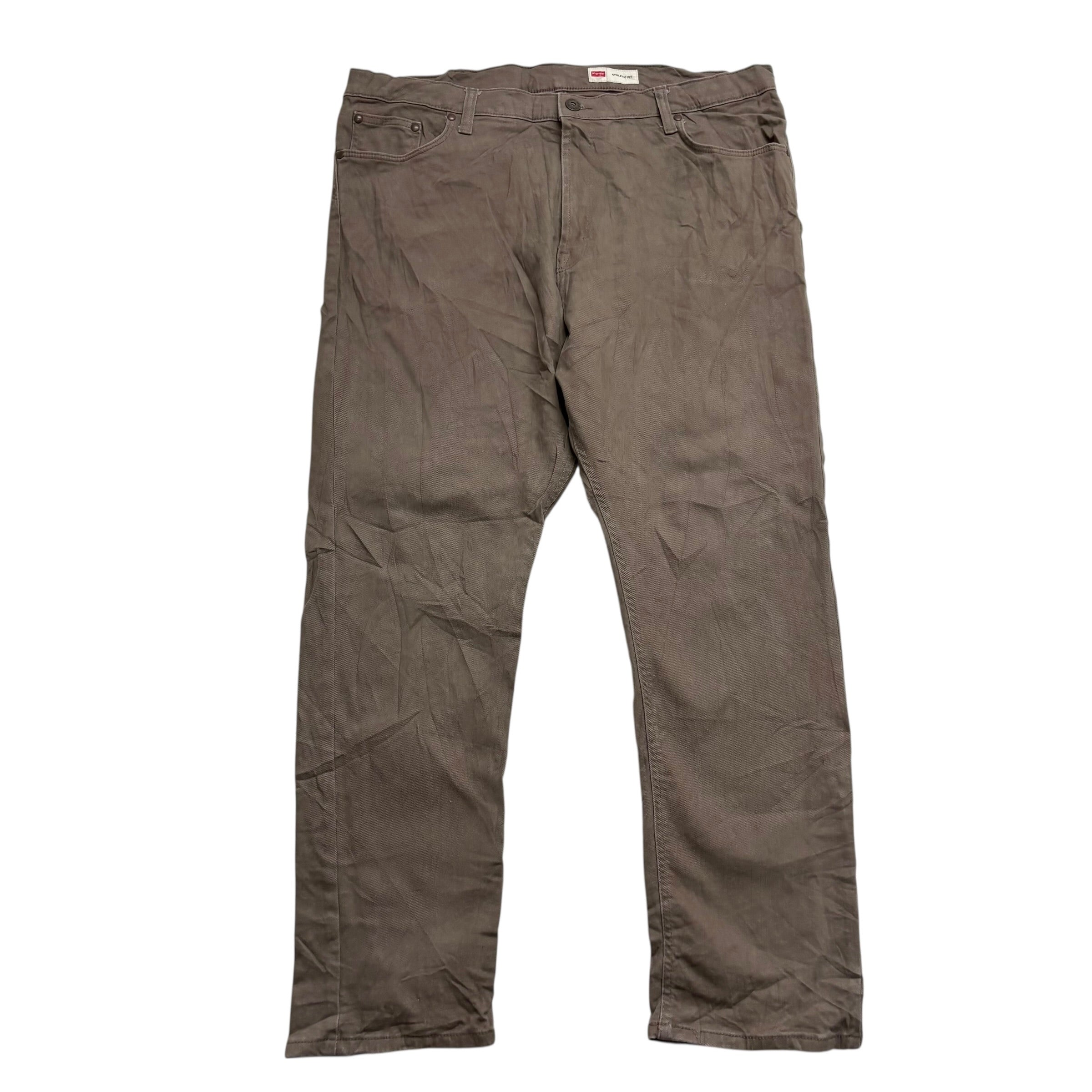 Wrangler Jeans W40 L30 Mens Brown Athletic Tapered Fit Stretch Denim (E)