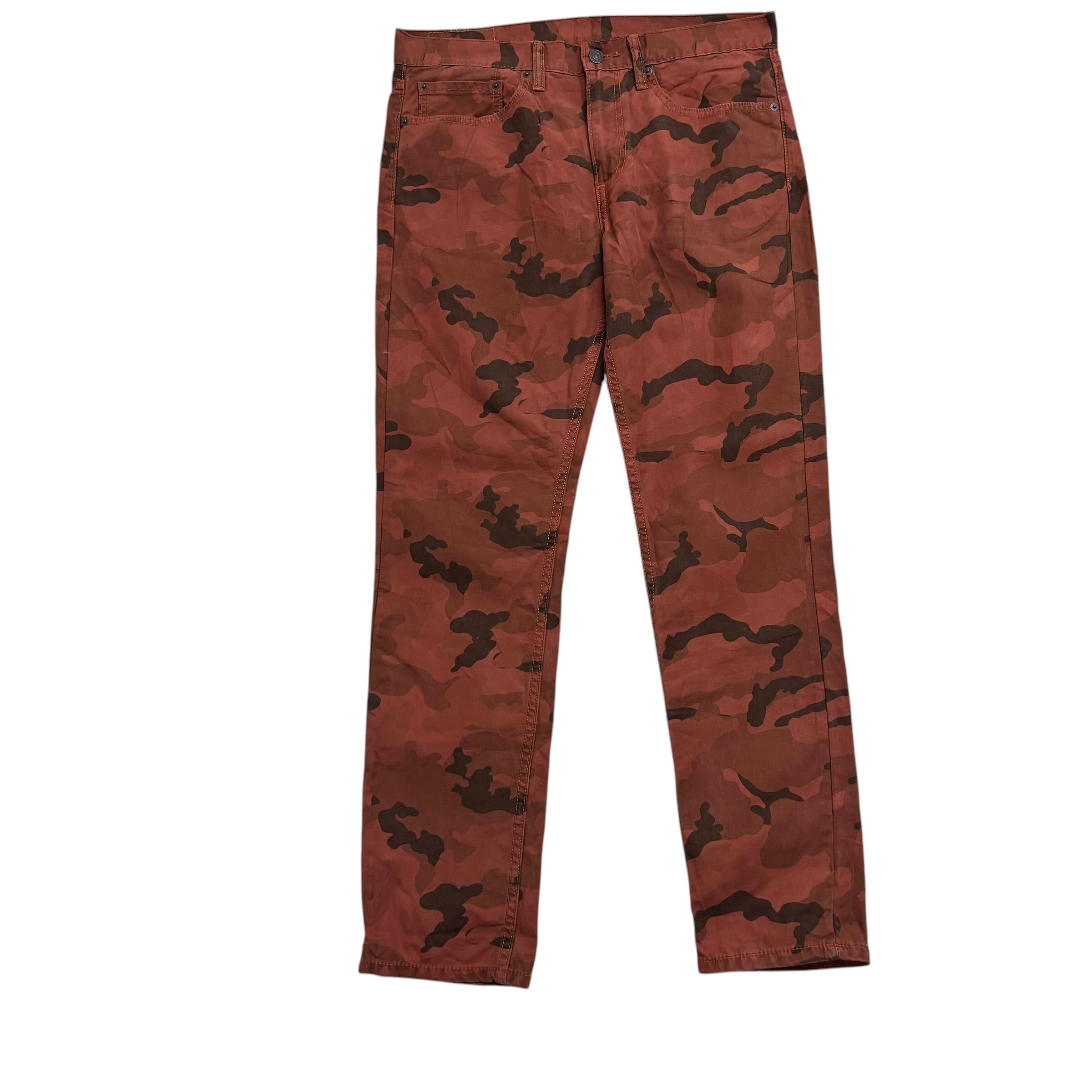 Levis 511 Trousers W34 L32 Mens Red Camoflage Slim Fit Cotton Pants (E)