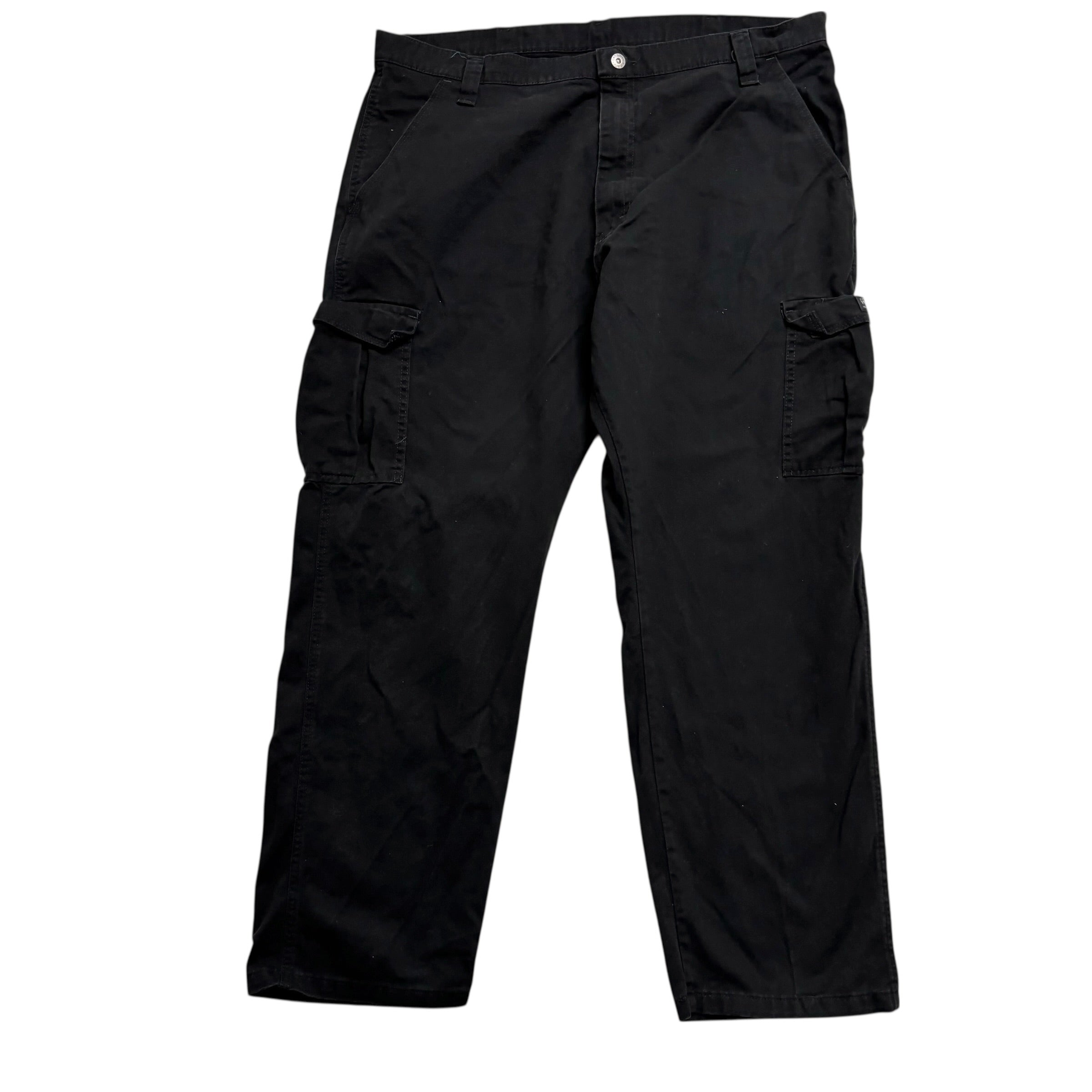 Wrangler Cargo Trousers W40 L30 Mens Black Relaxed Straight Fit Pants (E)