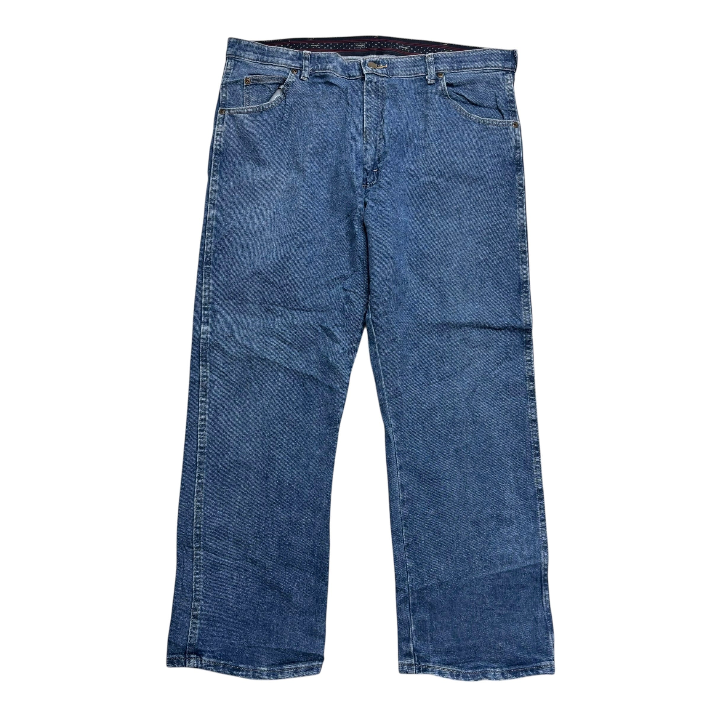 Wrangler Jeans W40 L29 Mens Mid Blue Relaxed Straight Fit Stretch Denim (E)