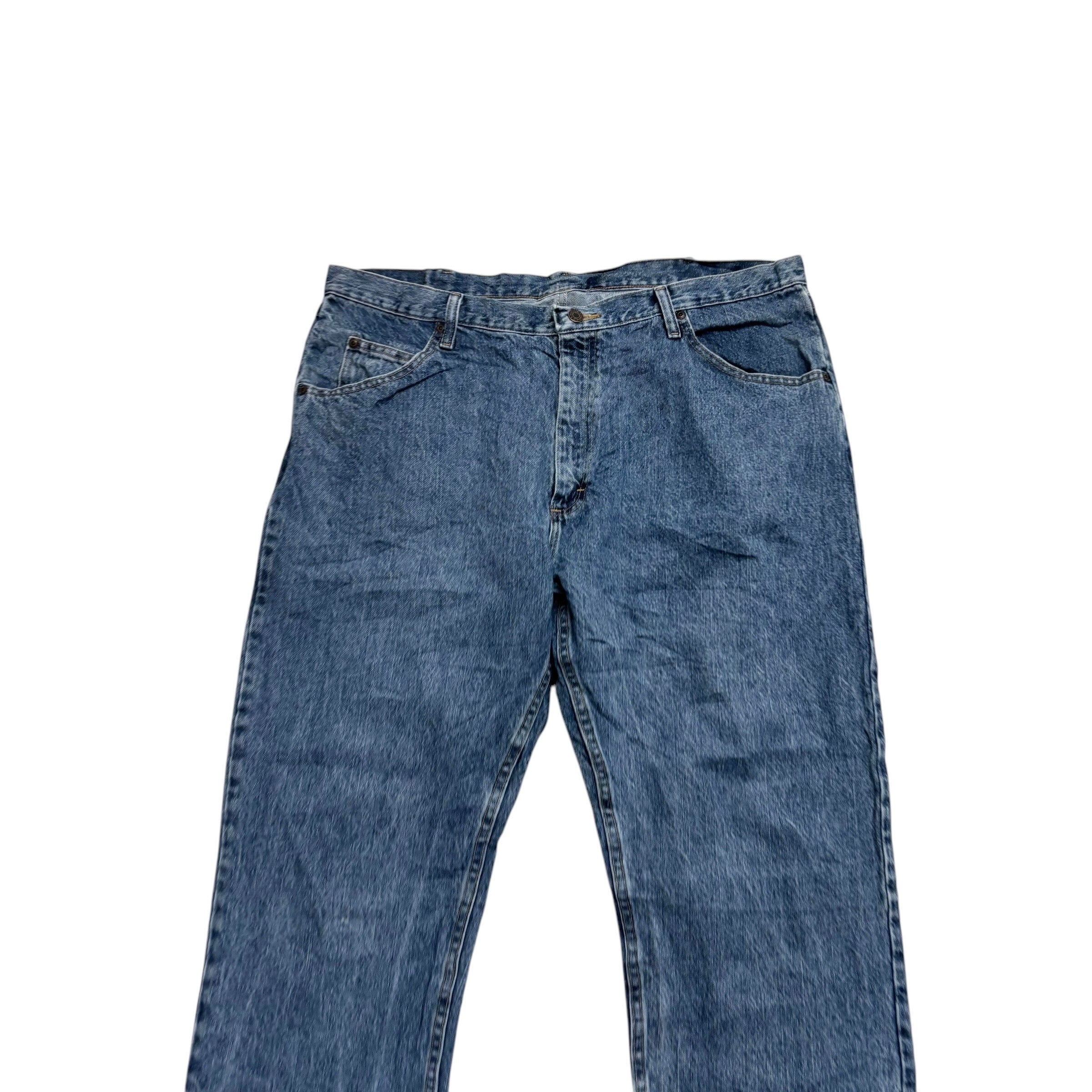 Wrangler Jeans W40 L30 Mens Mid Blue Regular Straight Fit Denim (E)
