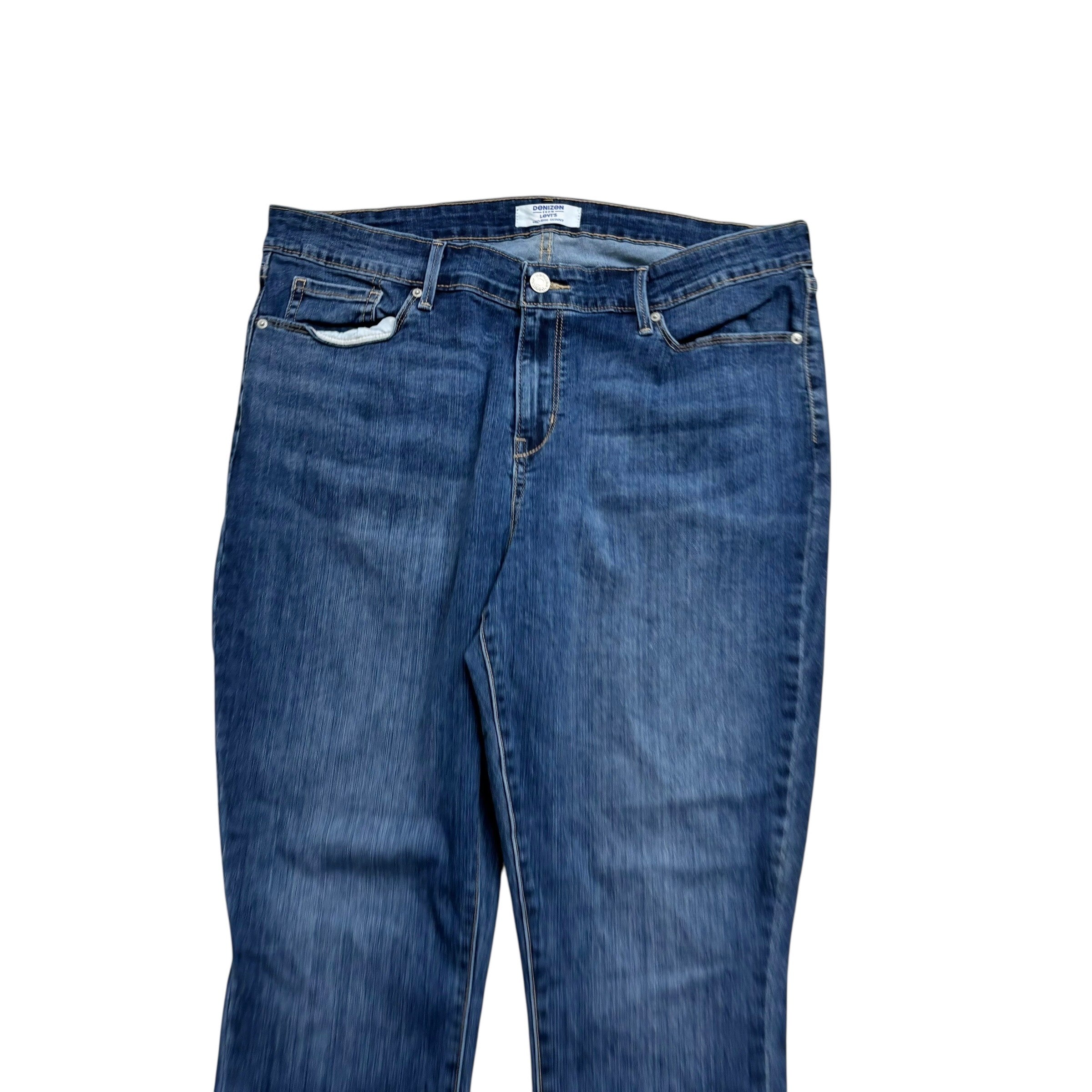 Levis Denizen Jeans W34 L29 Womens Skinny Fit Mid Blue Stretch Denim (E)