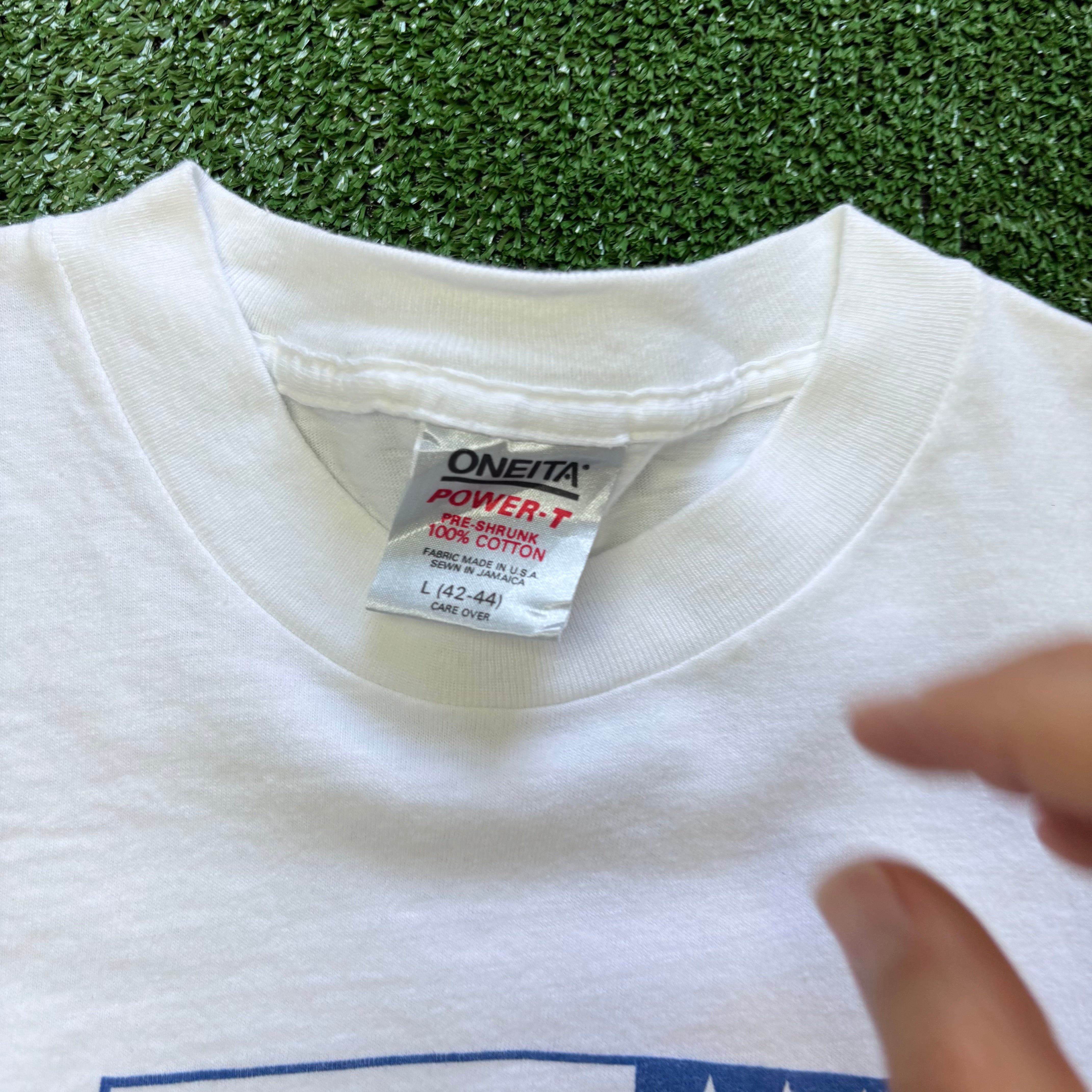 Vintage T Shirt Mens Medium White Single Stitch Graphic Print 90s USA (E)