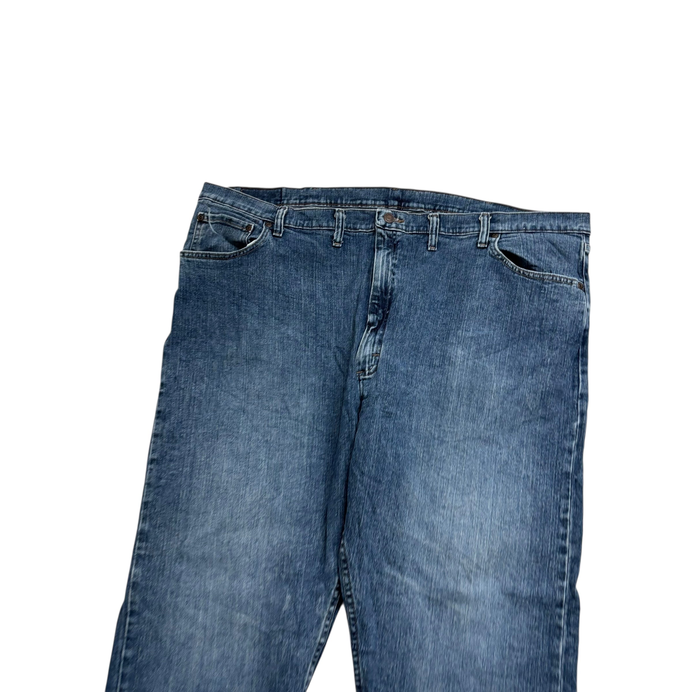Wrangler Jeans W48 L30 Mens Mid Blue Relaxed Straight Fit Stretch Denim (E)