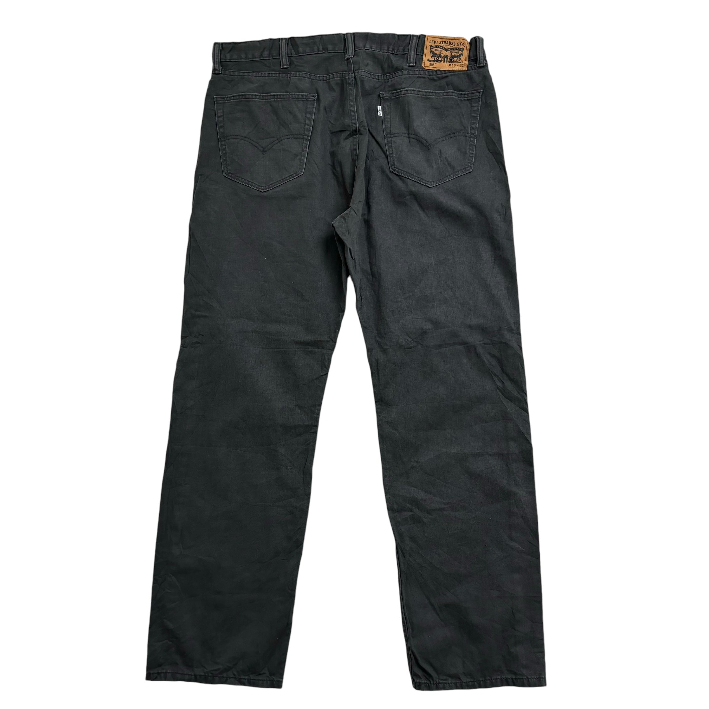 Levis 505 Trousers W40 L32 Mens Grey Regular Straight Fit Cotton Pants