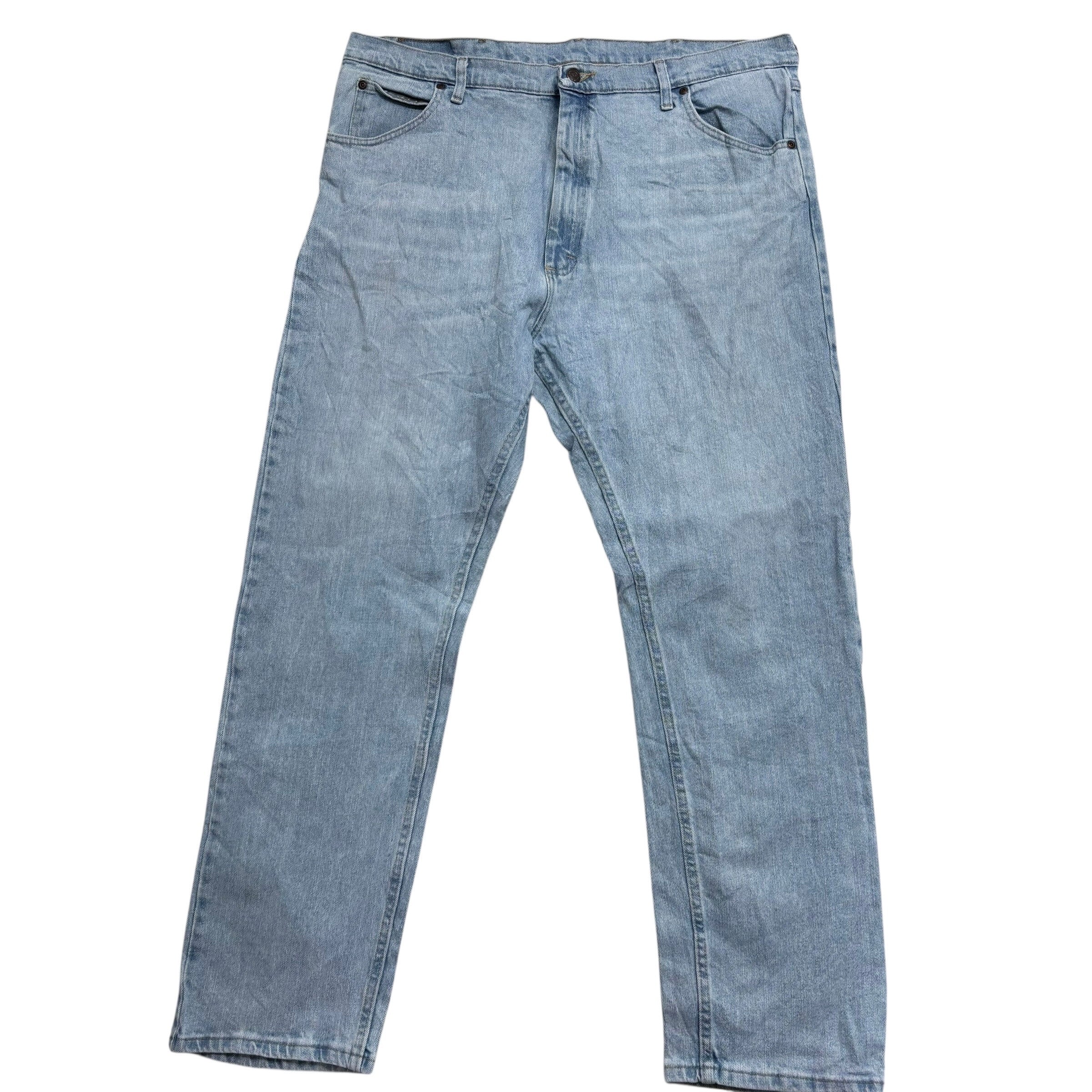 Wrangler Jeans W40 L32 Mens Light Blue Regular Straight Fit Stretch Denim (E)