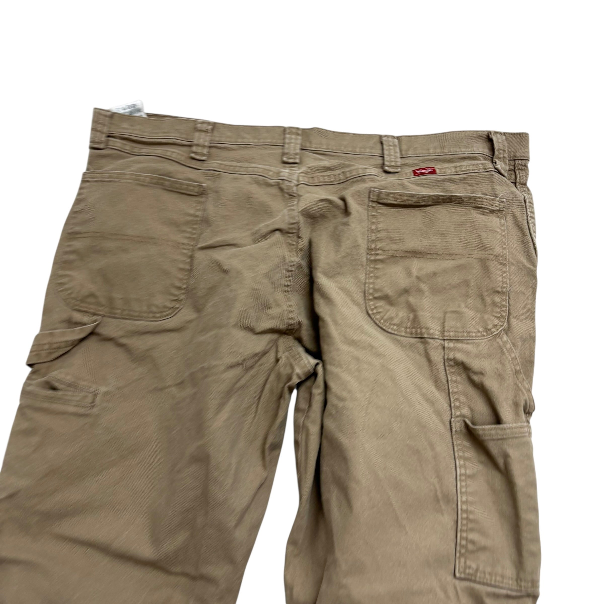 Wrangler Carpenter Jeans W42 L30 Mens Beige Relaxed Fit Stretch Denim