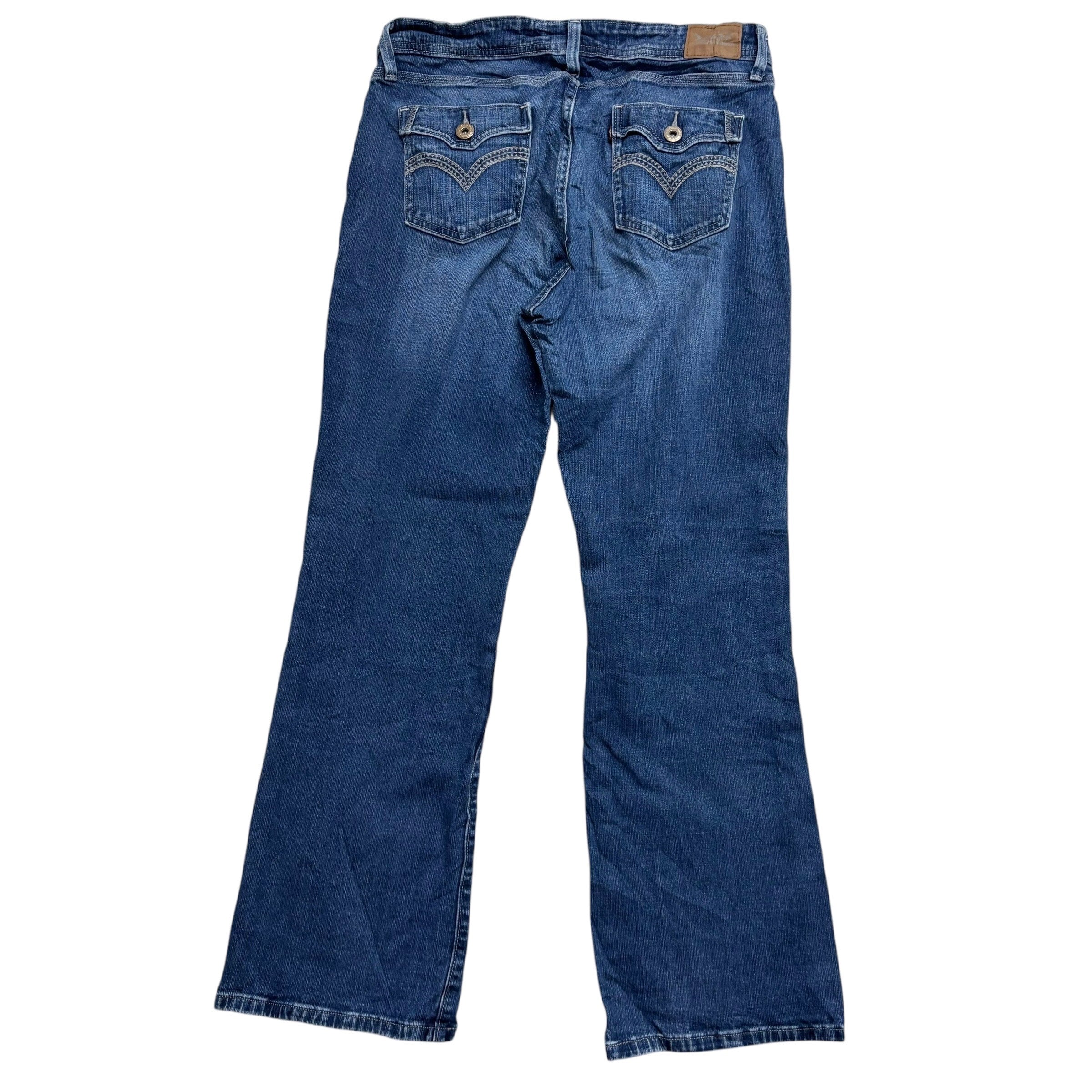 Levis 529 Jeans W32 L32 Womens Curvy Bootcut Mid Blue Stretch Denim (E)