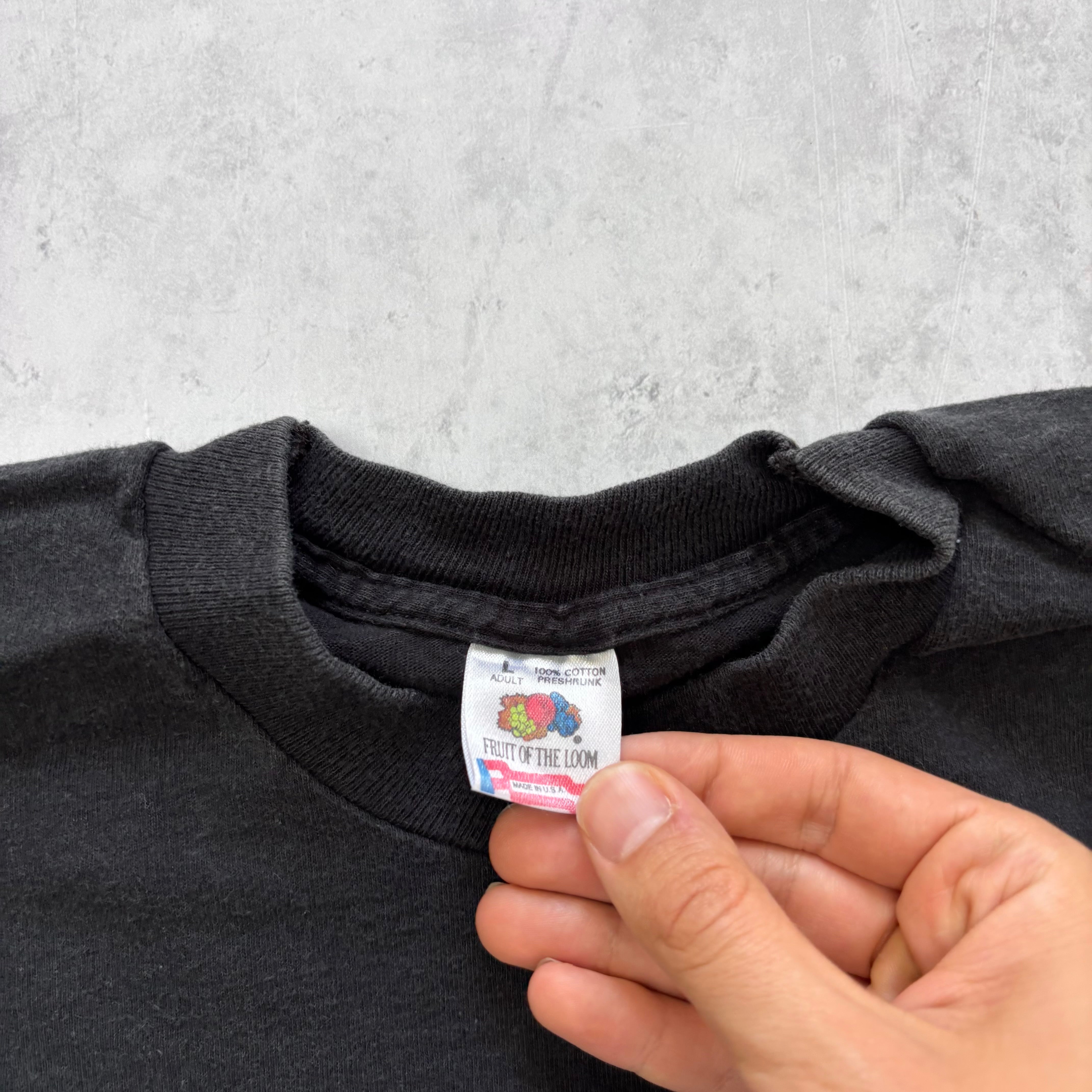 Vintage T Shirt Mens Large Black Single Stitch Graphic Print 90s USA