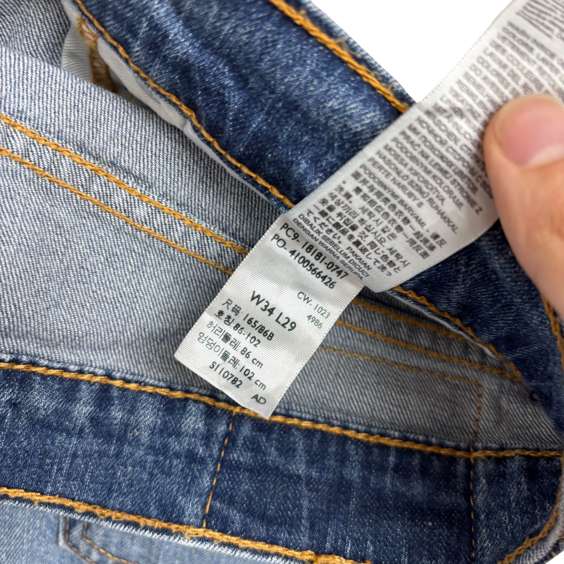 Levis 541 Jeans W34 L29 Mens Mid Blue Athletic Tapered Fit Stretch Denim (E)