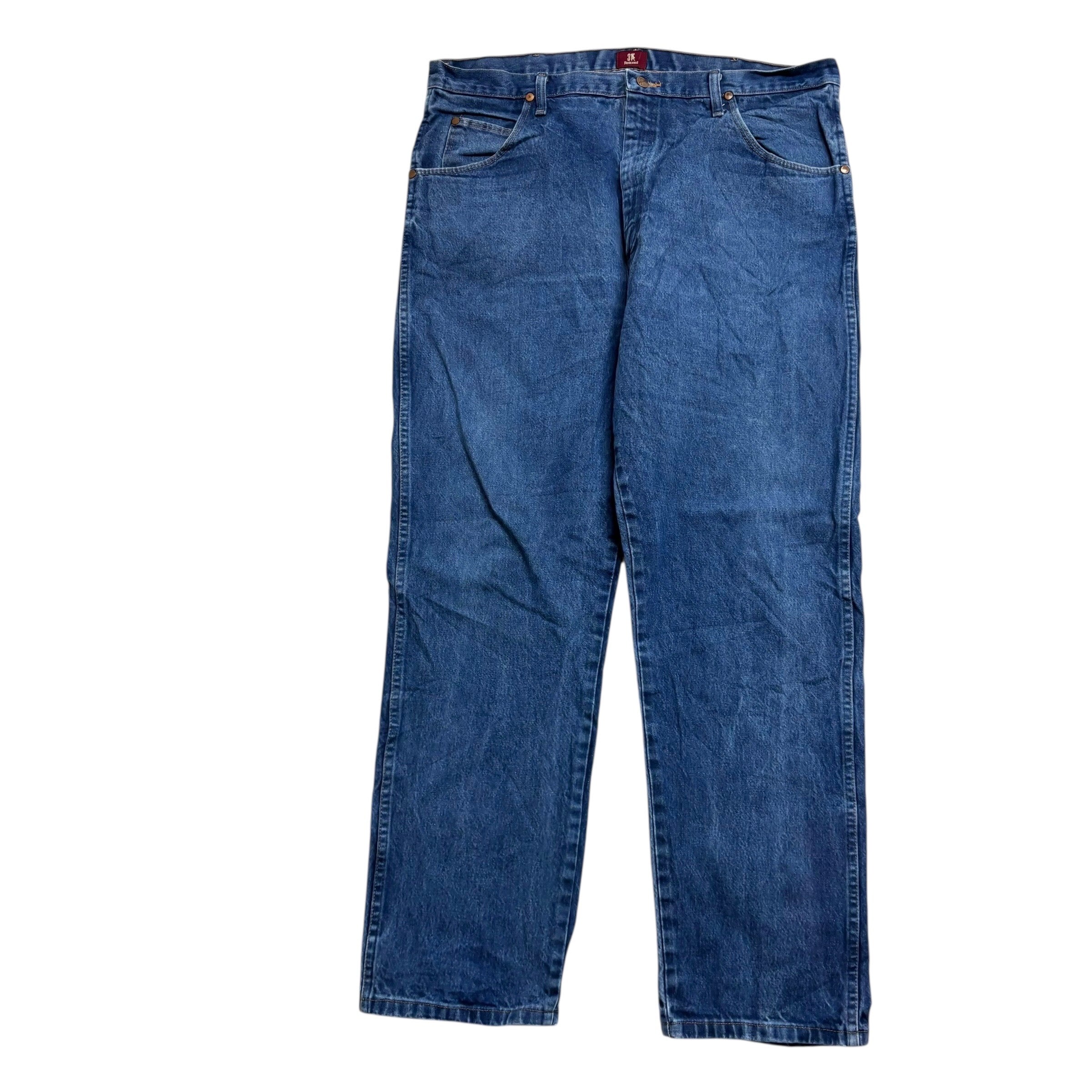 Wrangler Jeans Cowboy Cut W40 L32 Mens Mid Blue 31MWZ Relaxed Fit Denim (E)