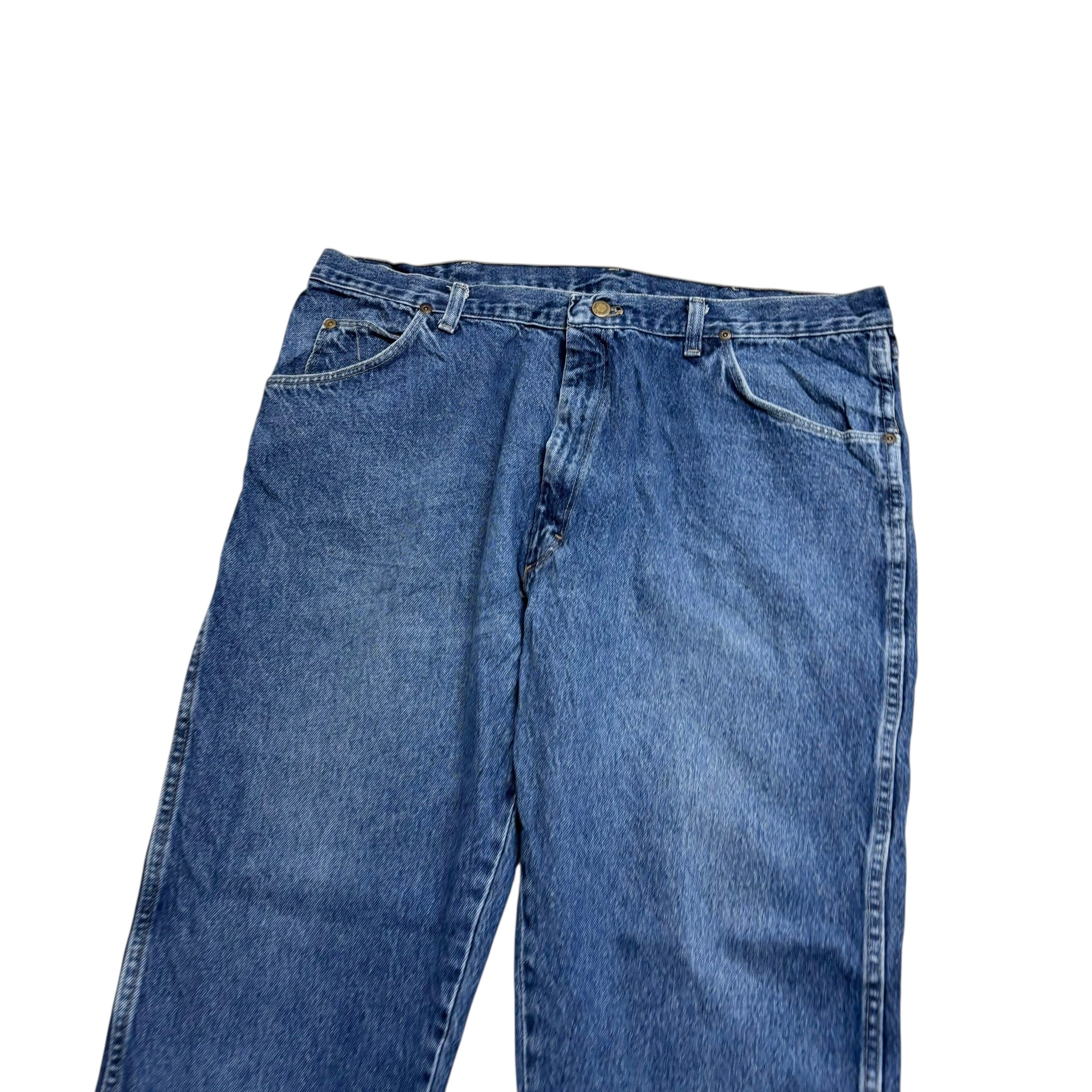 Wrangler Jeans W38 L30 Mens Mid Blue Regular Straight Fit Vintage Denim (E)