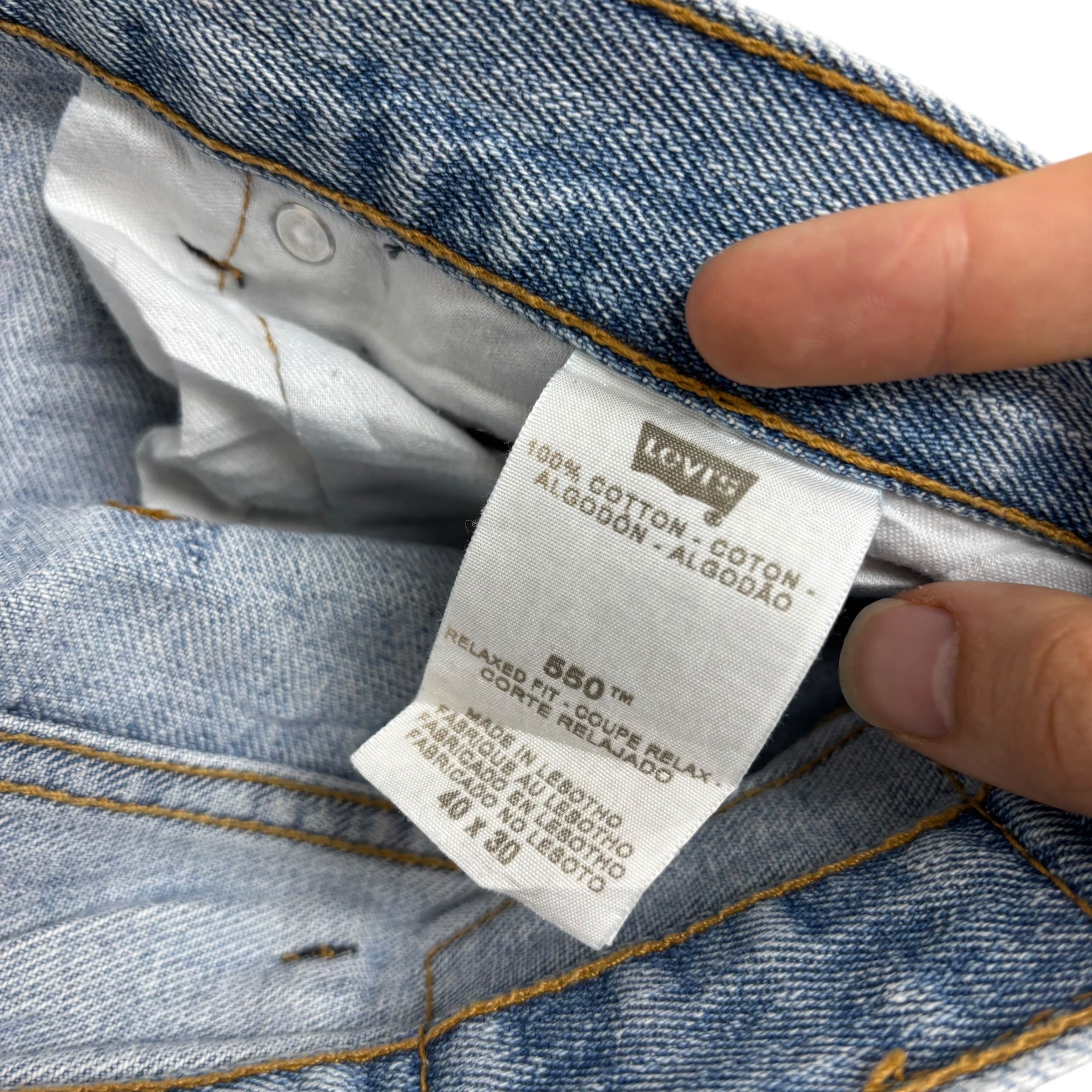 Levis 550 Jeans W38 L30 Mens Light Blue Baggy Relaxed Straight Vintage Denim (E)