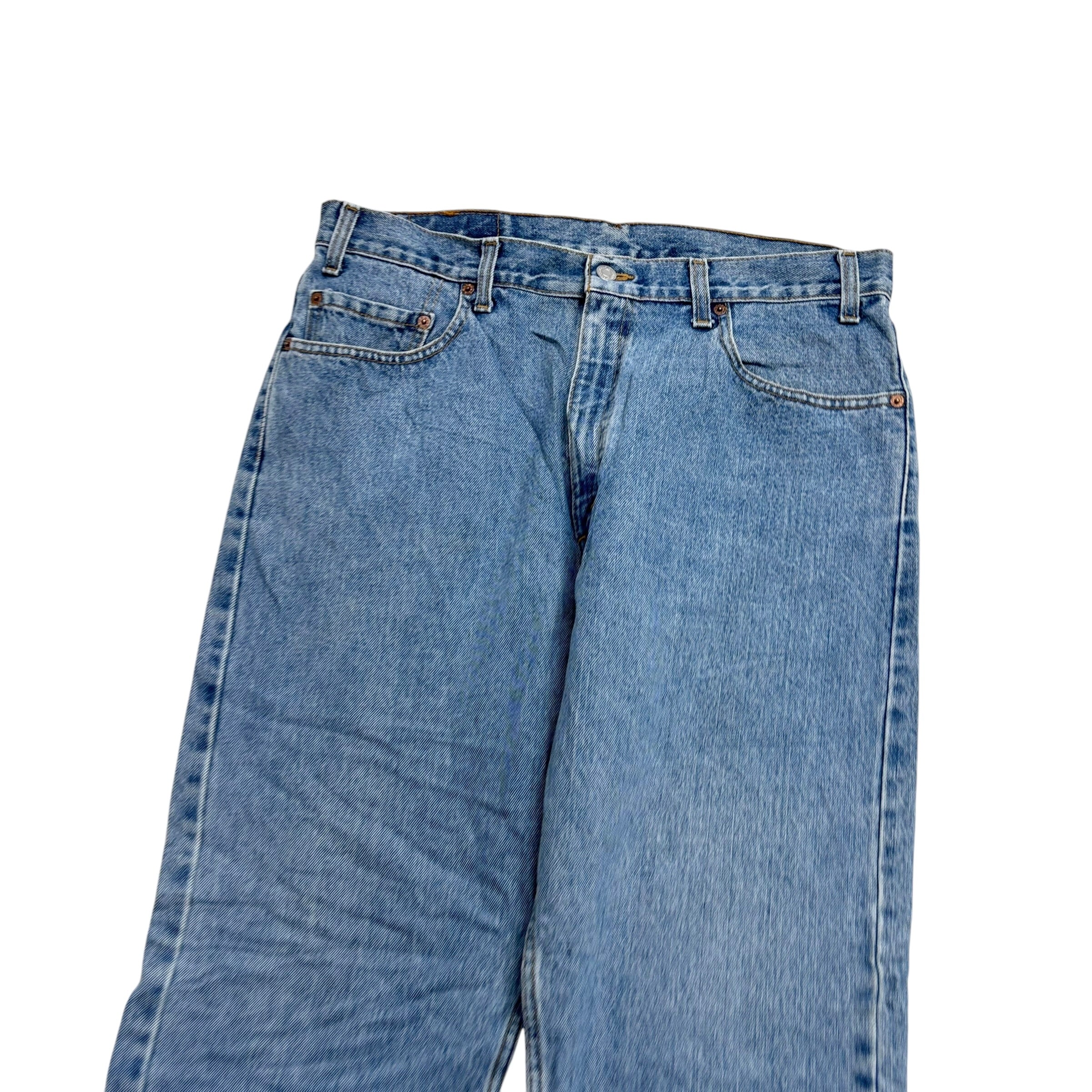 Levis 505 Jeans W35 L30 Mens Light Blue Regular Straight Fit Vintage Denim (E)