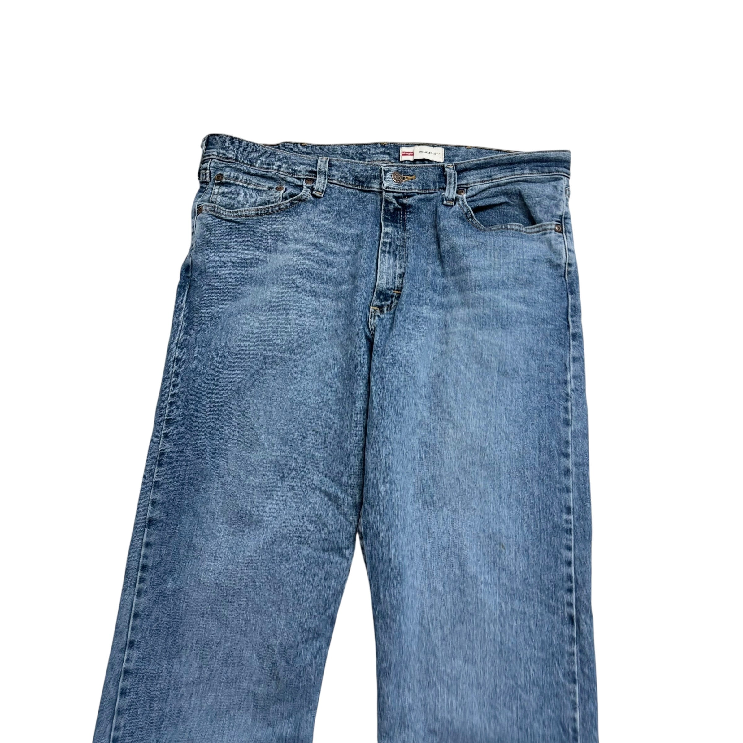 Wrangler Jeans W36 L30 Mens Mid Blue Relaxed Straight Fit Stretch Denim (F)