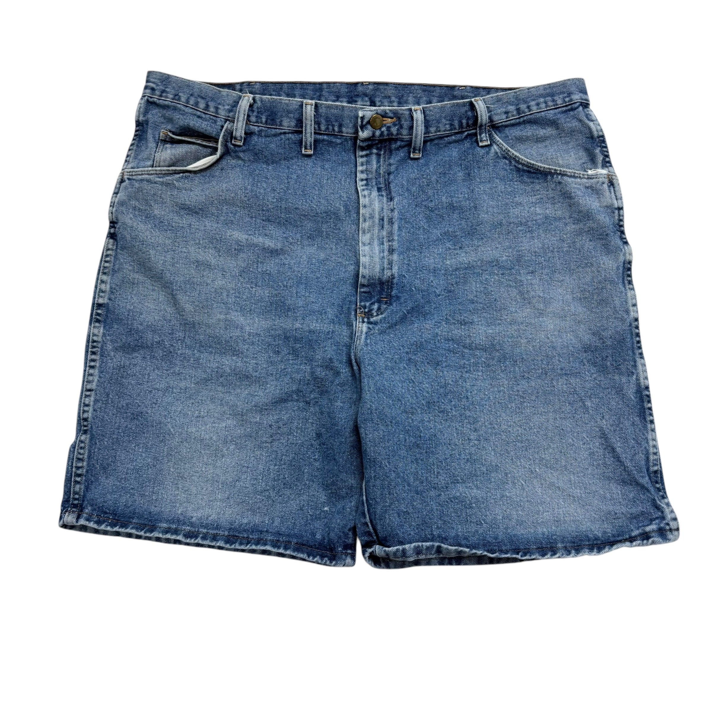 Vintage Wrangler Baggy Jorts W44 Mens Denim Shorts Mid Blue Relaxed Fit