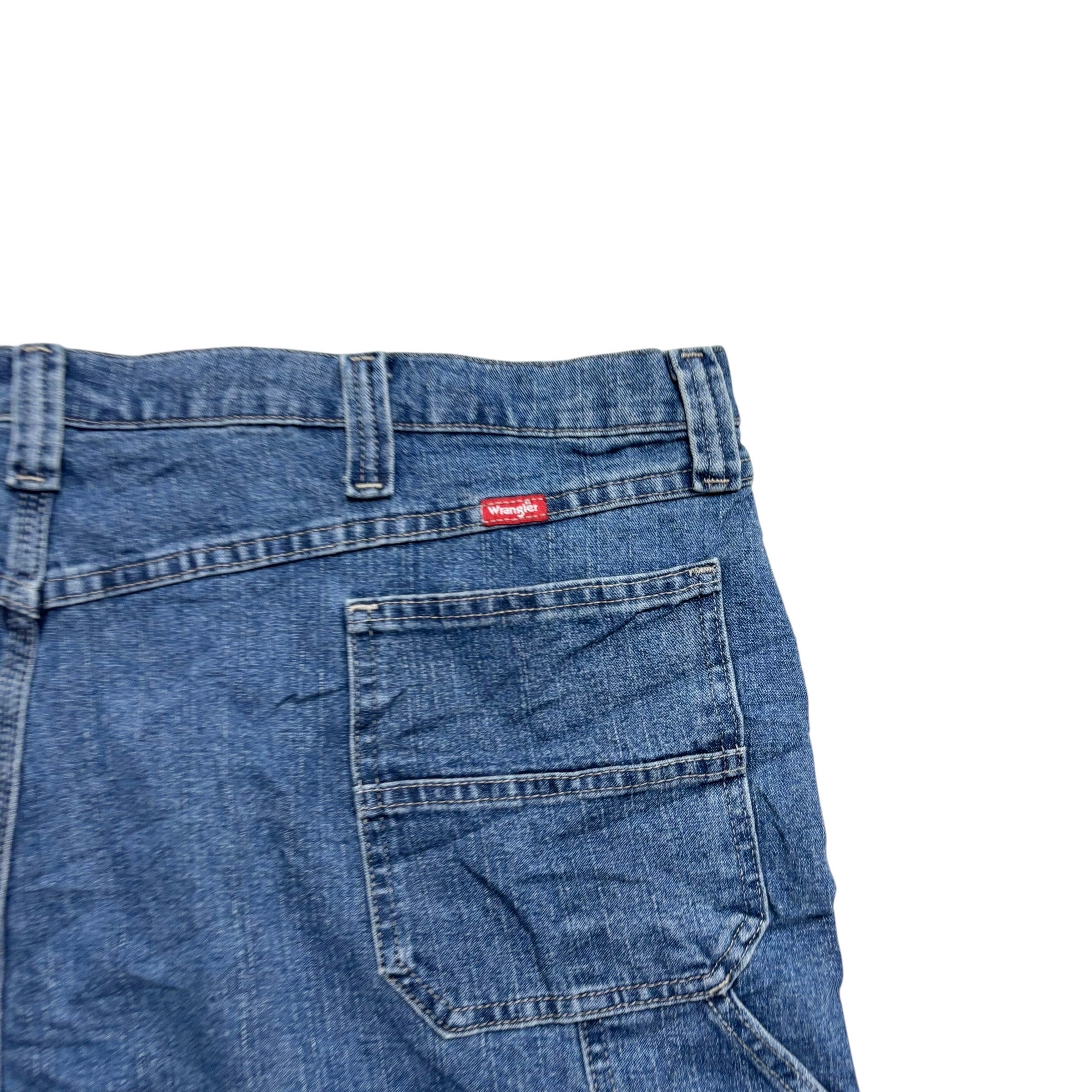 Wrangler Jorts W46 Mens Mid Blue Denim Shorts Relaxed Stretch Carpenter (E)