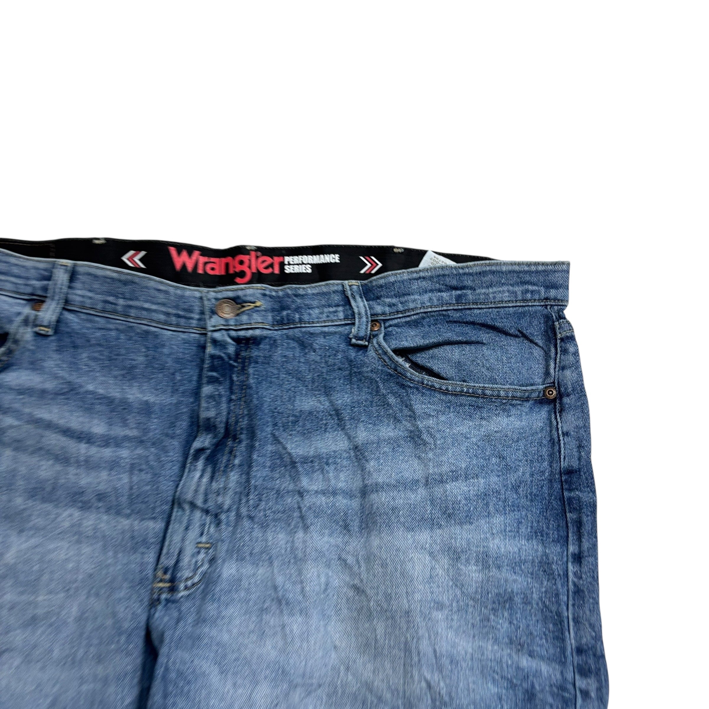 Wrangler Jeans W42 L30 Mens Mid Blue Relaxed Straight Fit Stretch Denim (E)