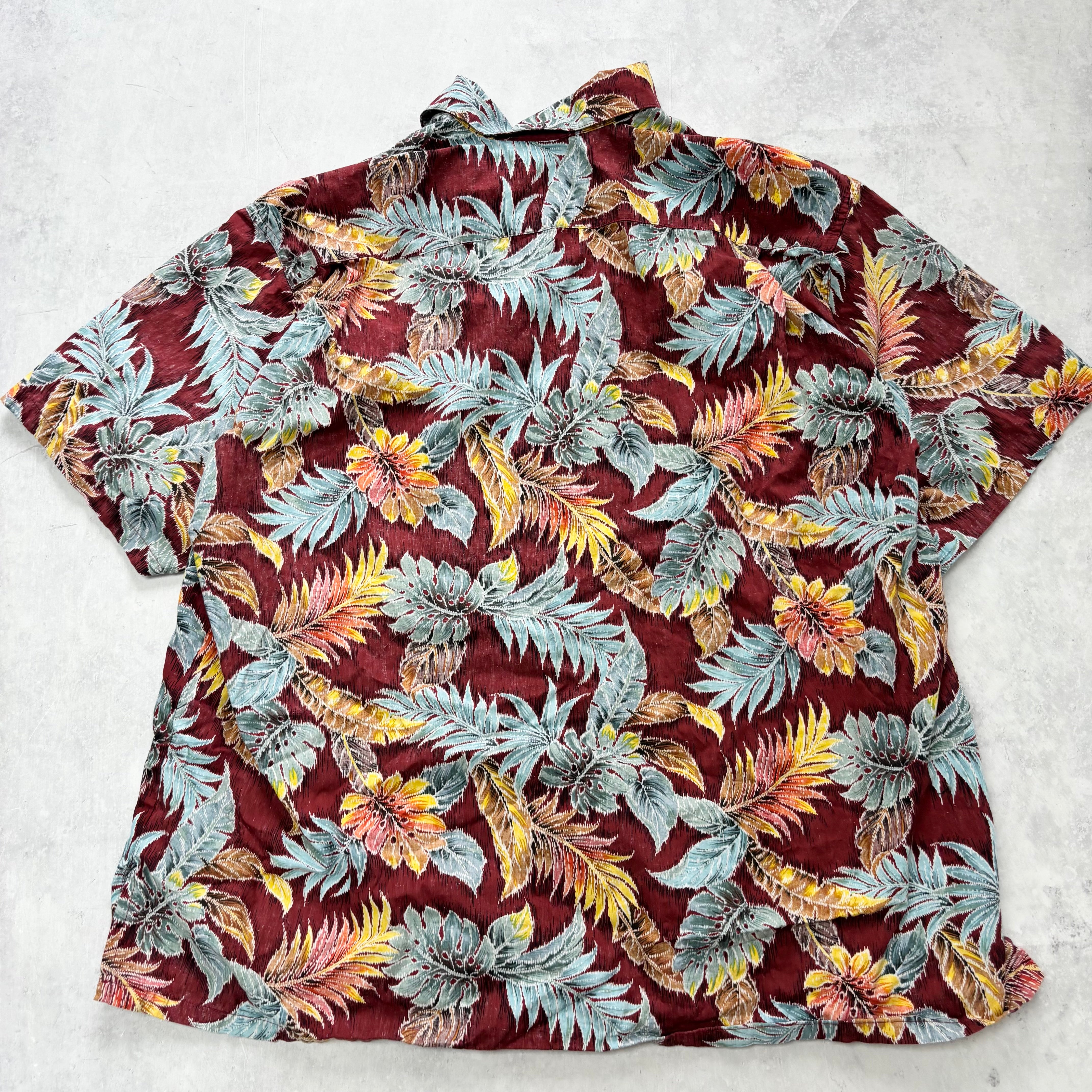 Vintage Hawaiian Shirt Mens XL Red Floral Aloha Short Sleeve Cotton (E)