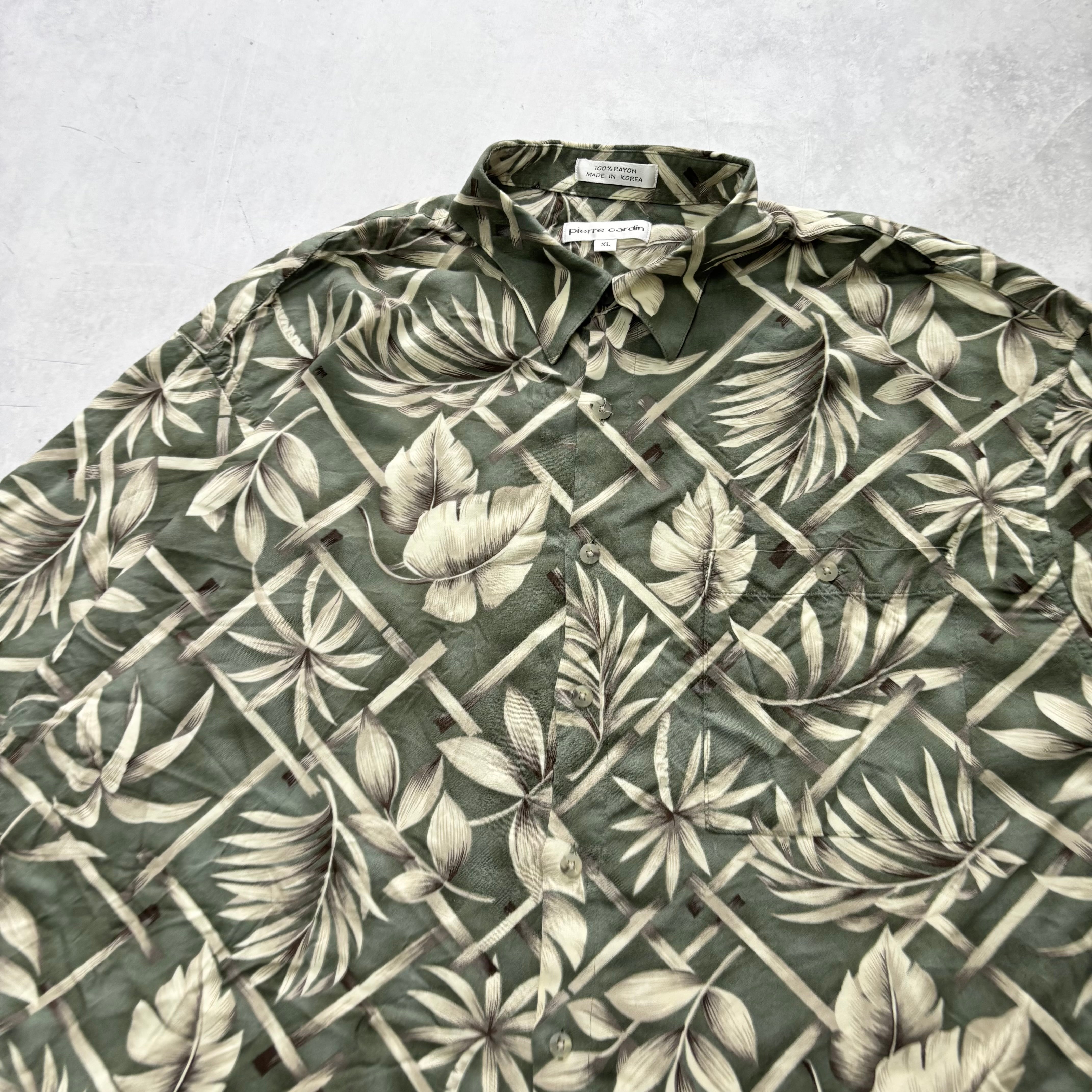 Vintage Hawaiian Shirt Mens XL Green Floral Aloha Short Sleeve Rayon (E)