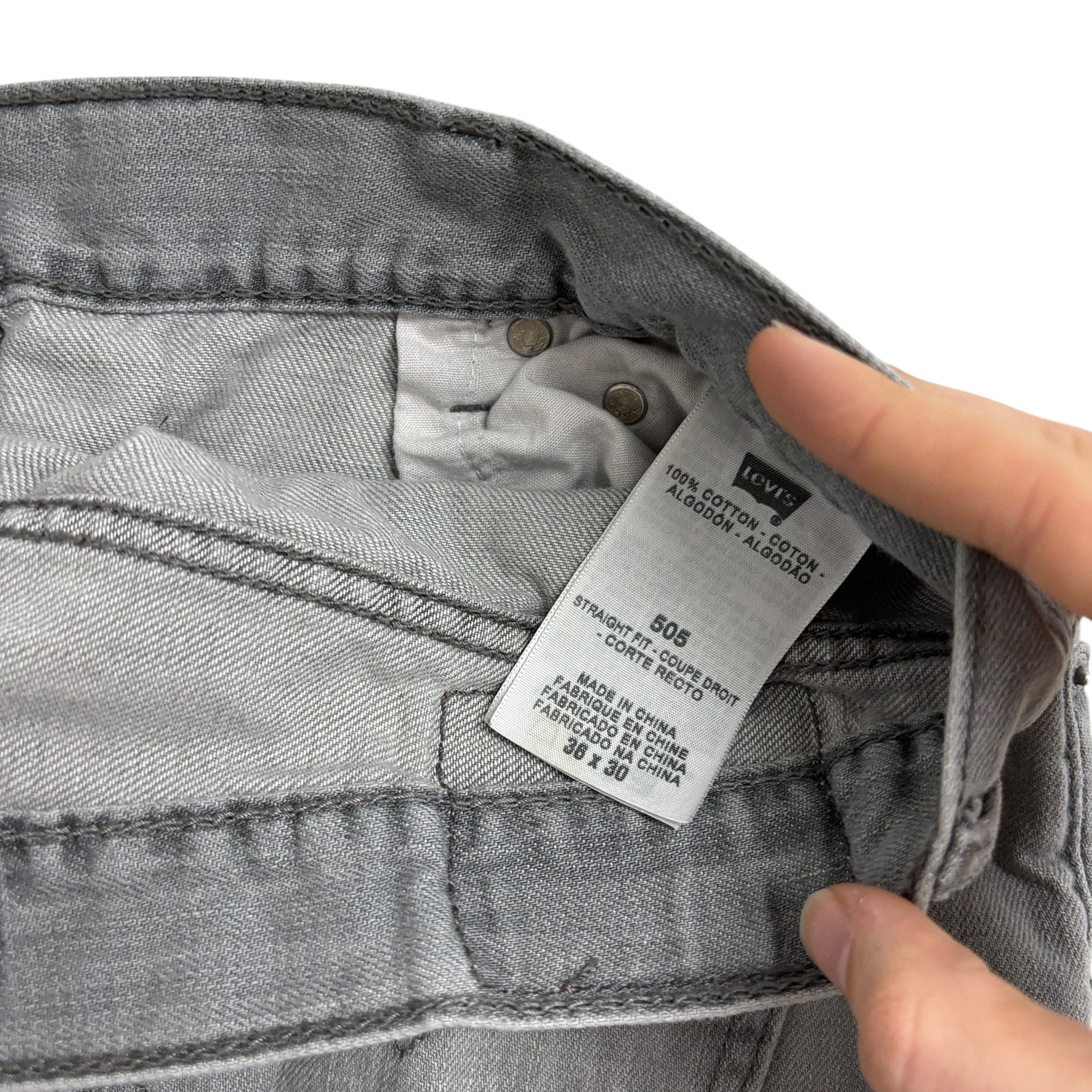 Levis 505 Jeans W36 L30 Mens Grey Regular Straight Fit Vintage Denim