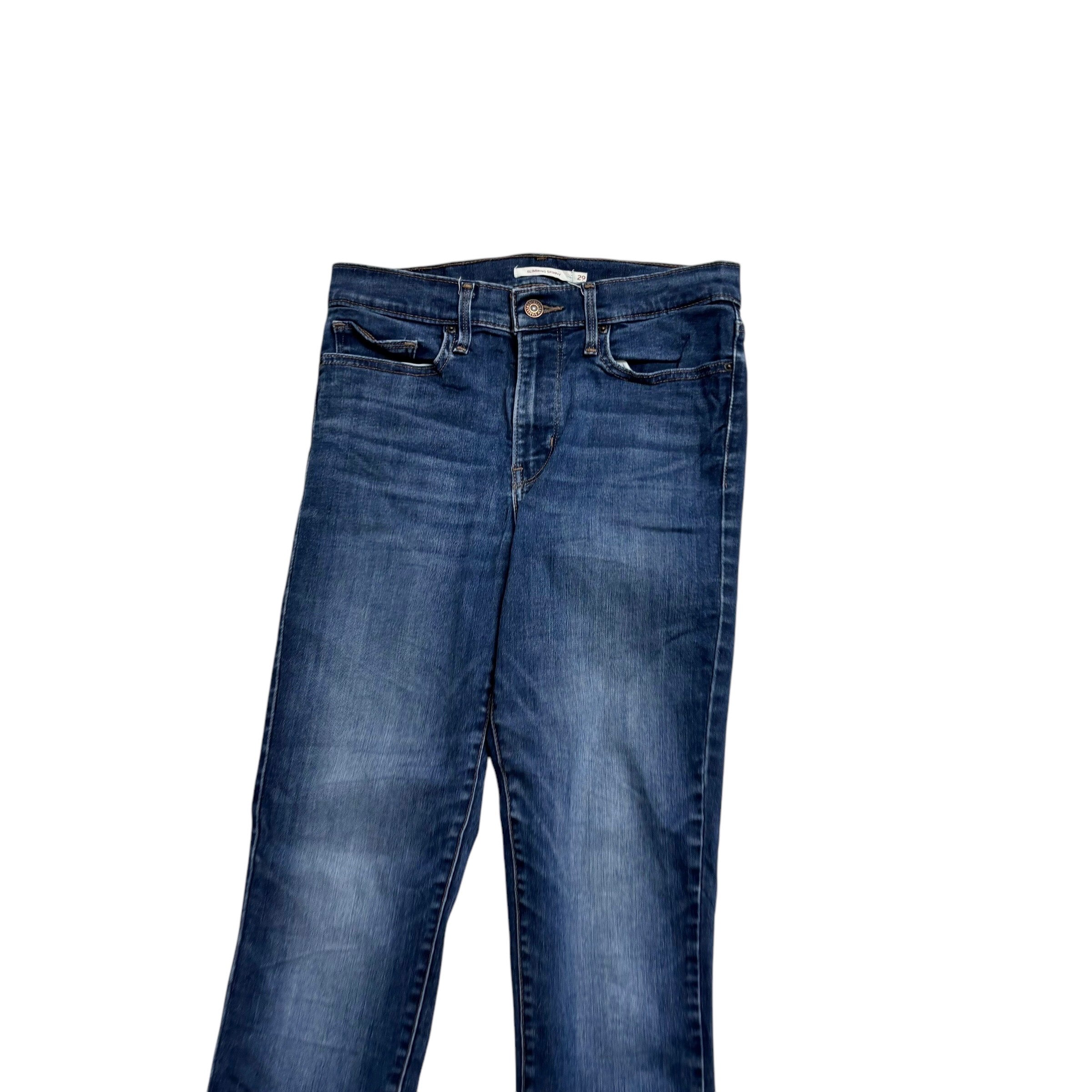 Levis Jeans W29 L32 Womens Mid Blue Slimming Skinny Fit Stretch Denim (E)