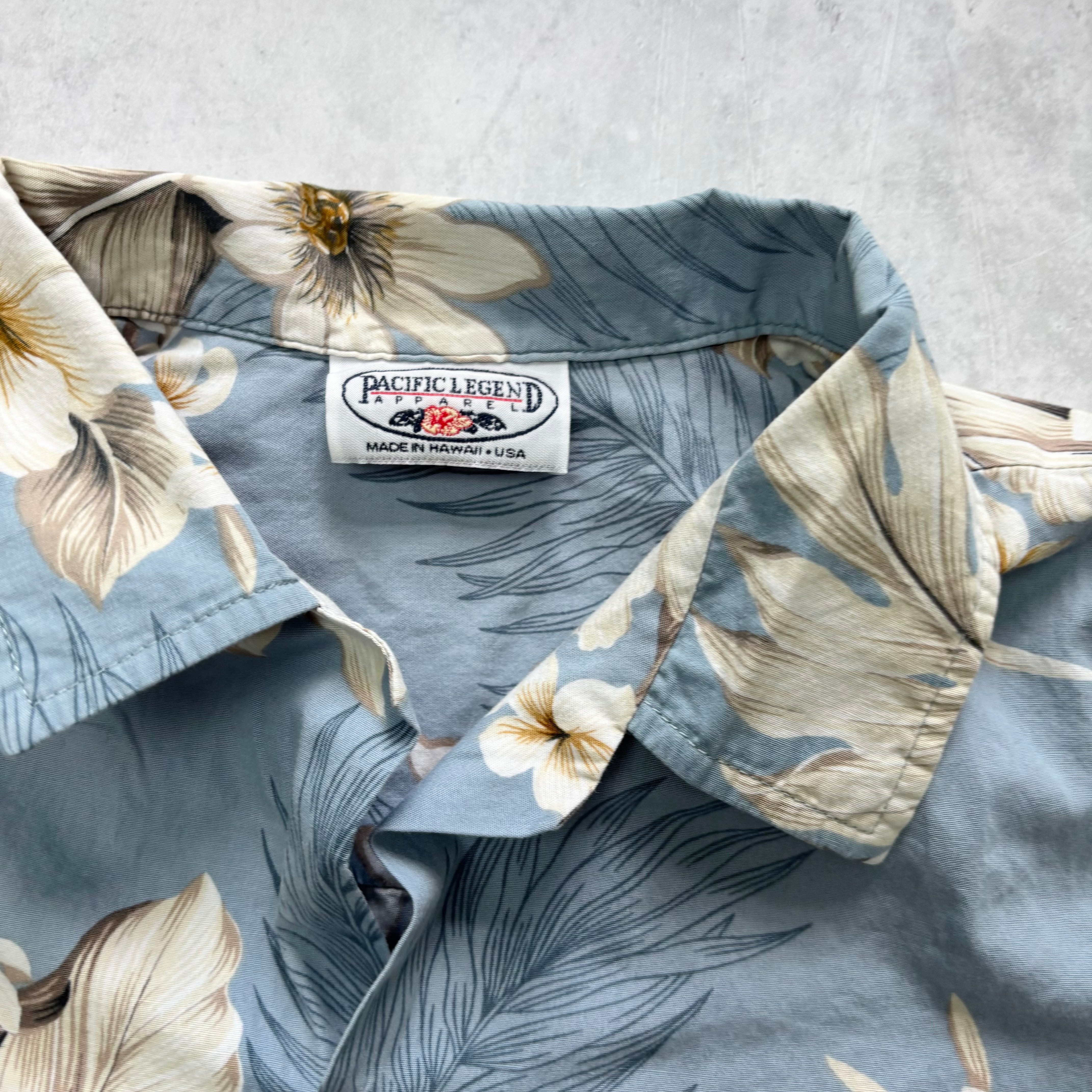 Vintage Hawaiian Shirt Mens Large Blue Floral Aloha Short Sleeve