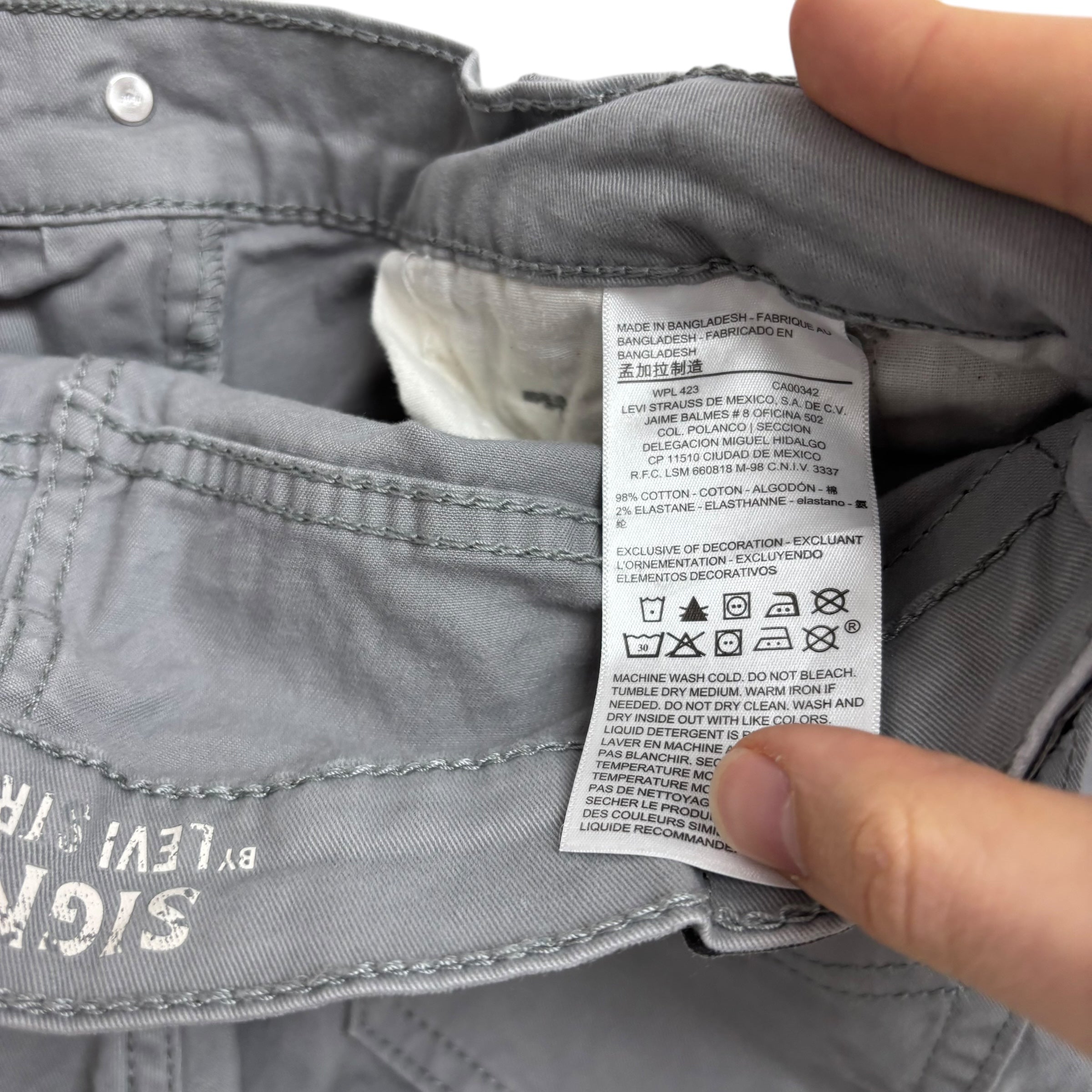 Levis Signature Trousers W30 L29 Mens Grey Athletic Fit Stretch Pants (E)