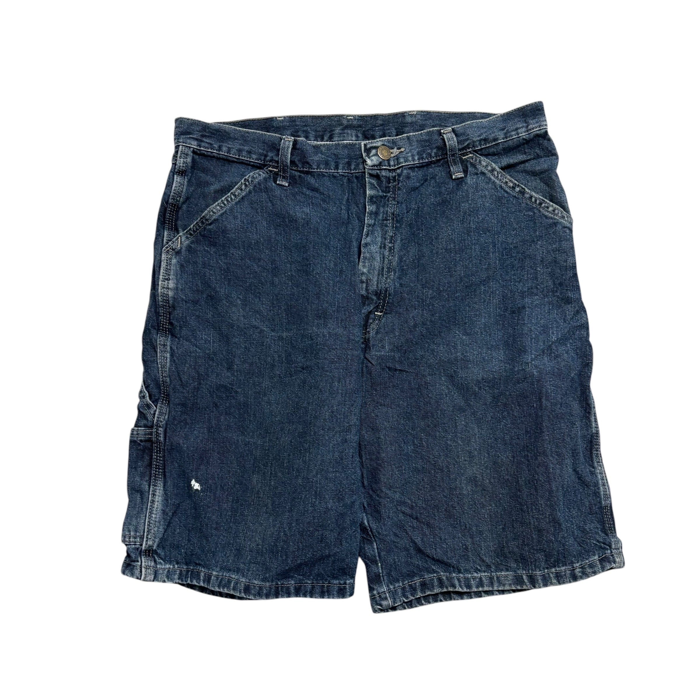Wrangler Baggy Jorts W34 Mens Dark Blue Denim Shorts Relaxed Fit Carpenter