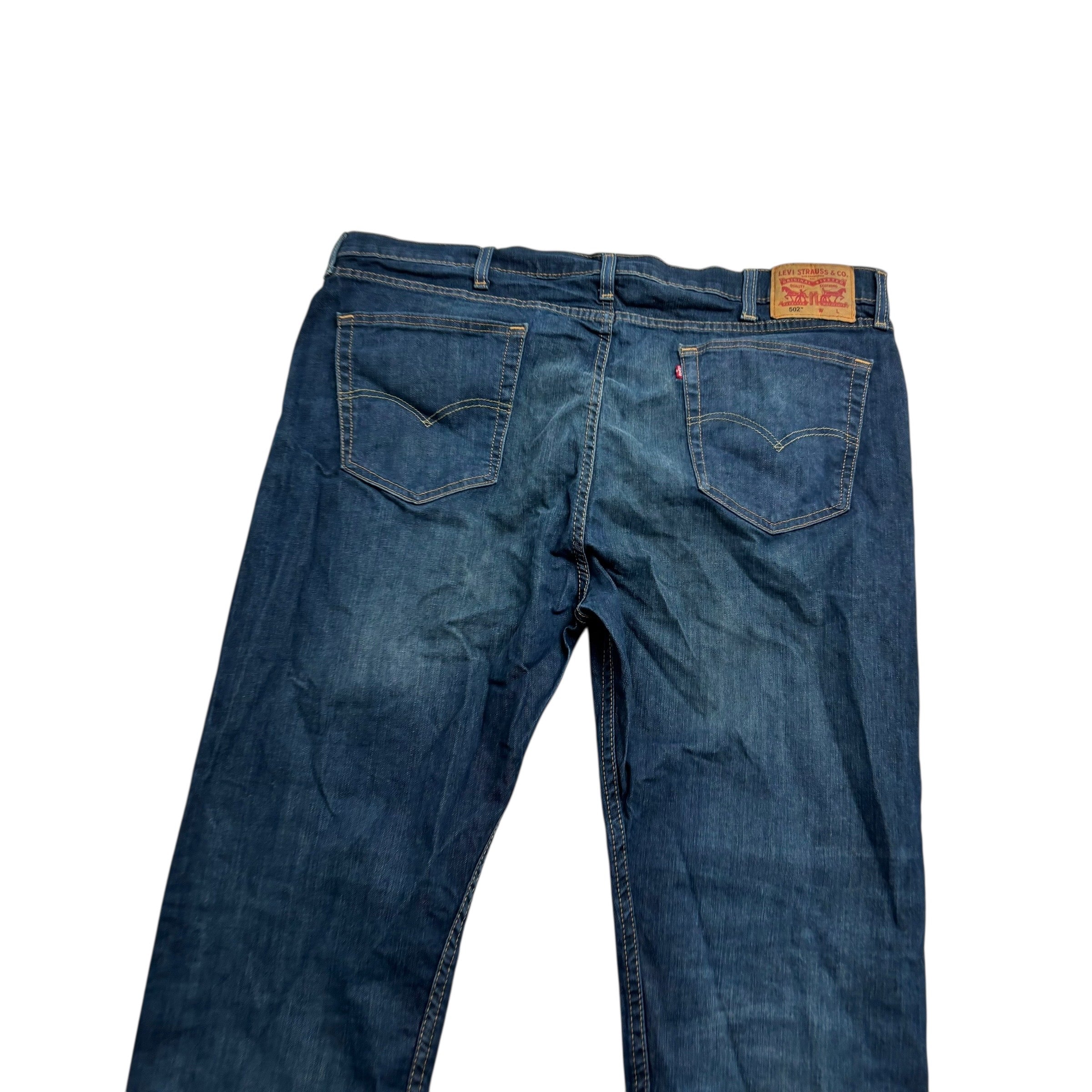 Levis 502 Jeans W42 L29 Mens Dark Blue Regular Tapered Fit Stretch Denim