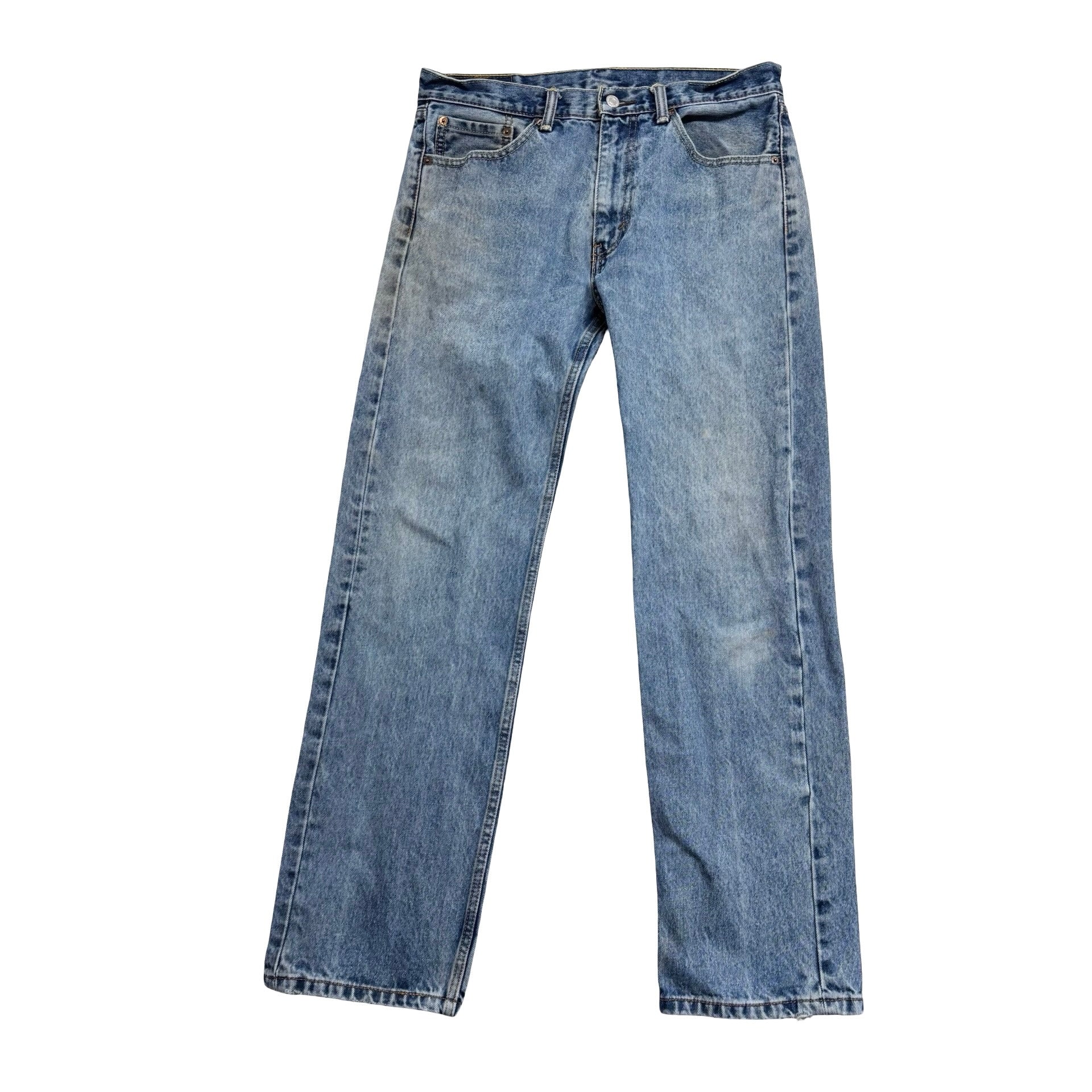 Levis 505 Jeans W33 L32 Mens Light Blue Regular Straight Fit Denim (F)