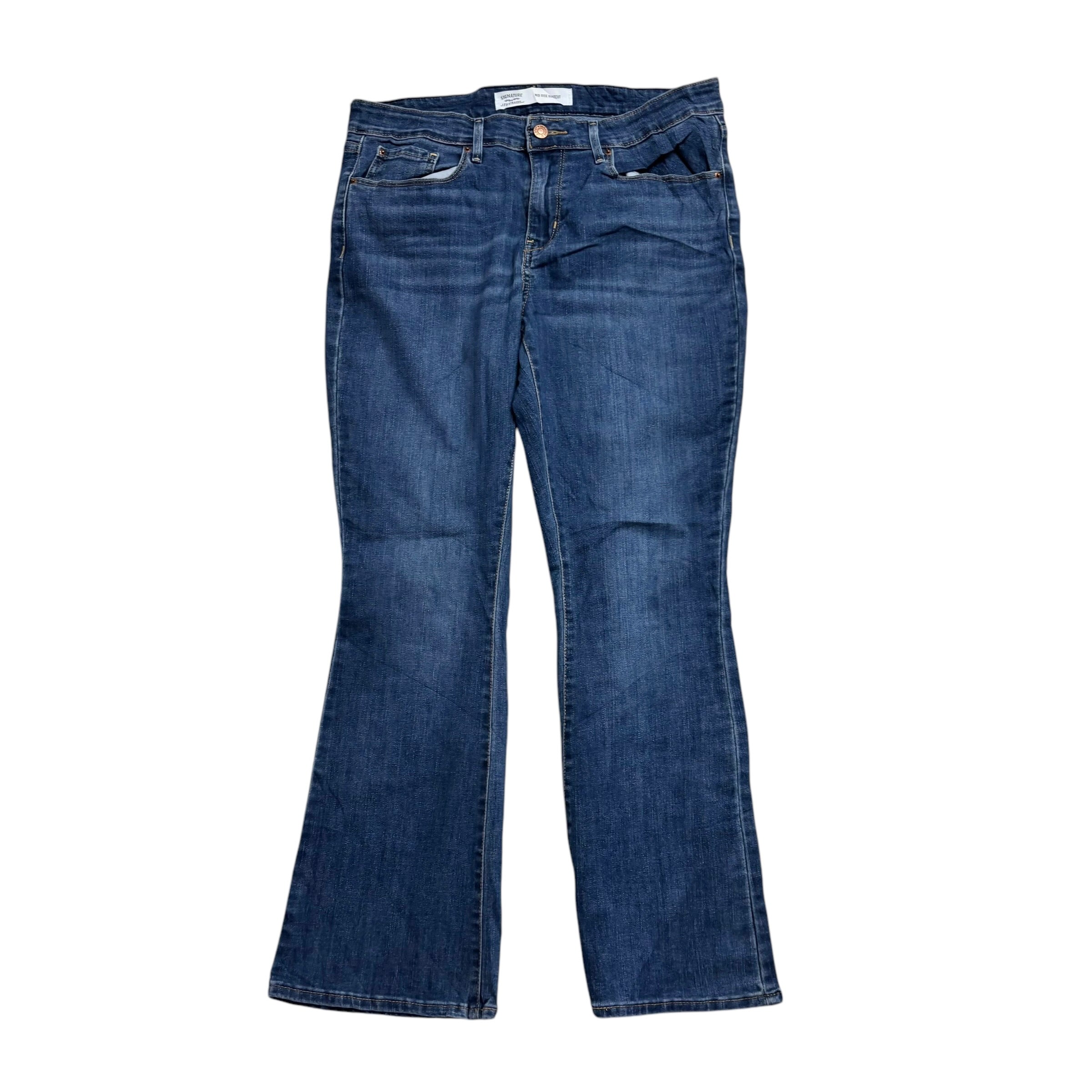 Levis Signature Jeans W31 L30 Womens Bootcut Fit Mid Blue Stretch Denim (E)