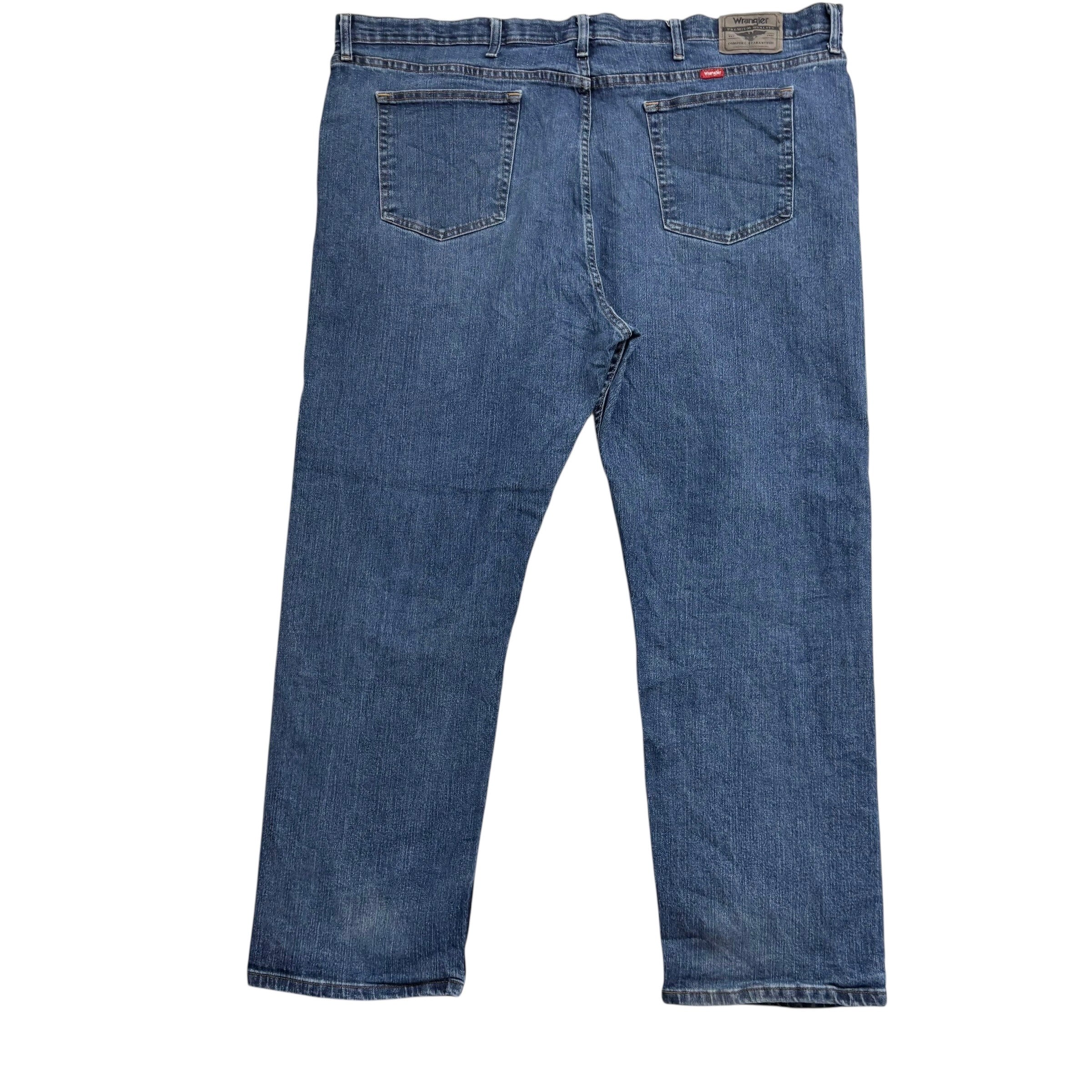 Wrangler Jeans W48 L30 Mens Mid Blue Regular Straight Fit Stretch Denim