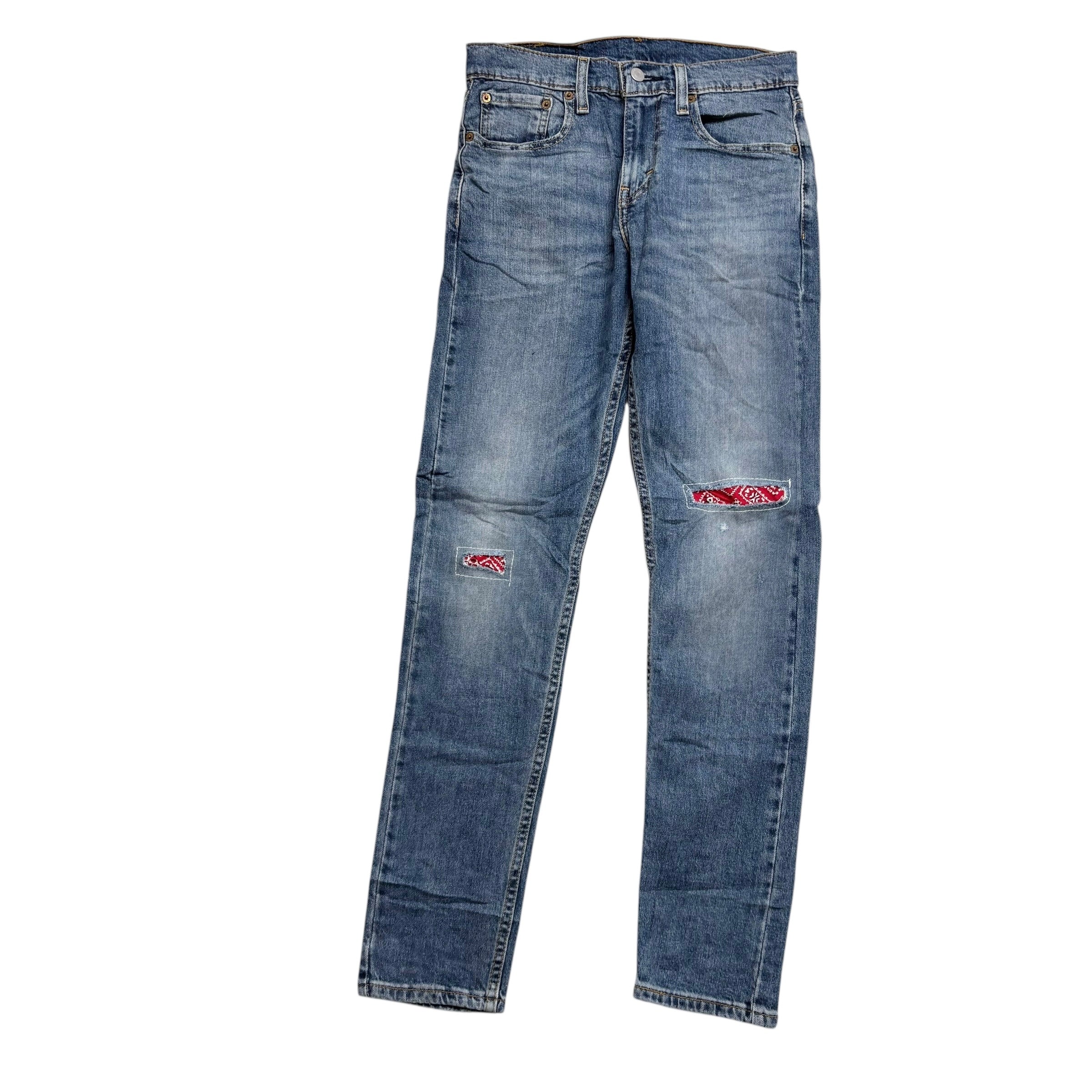 Levis 512 Jeans W28 L32 Mens Mid Blue Slim Tapered Fit Stretch Distressed