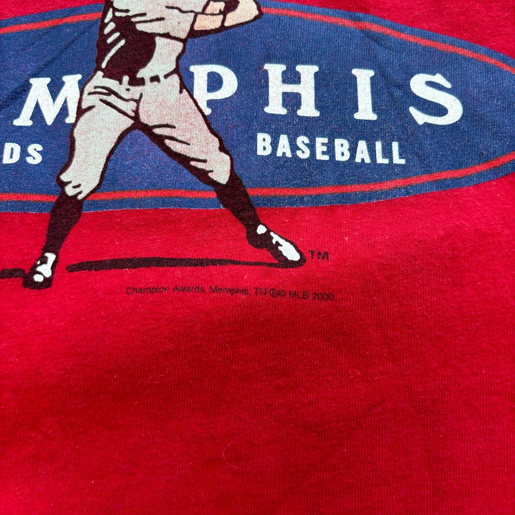 Vintage T Shirt Mens XL Red Graphic Print 2000 MLB Hanes Beefy