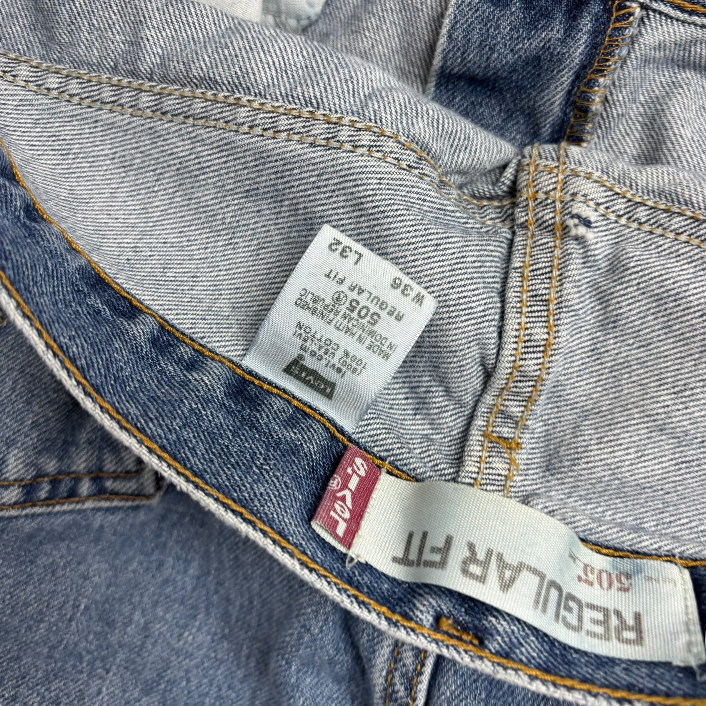 Levis 505 Jeans W36 L32 Mens Mid Blue Regular Straight Fit Vintage Denim (F)