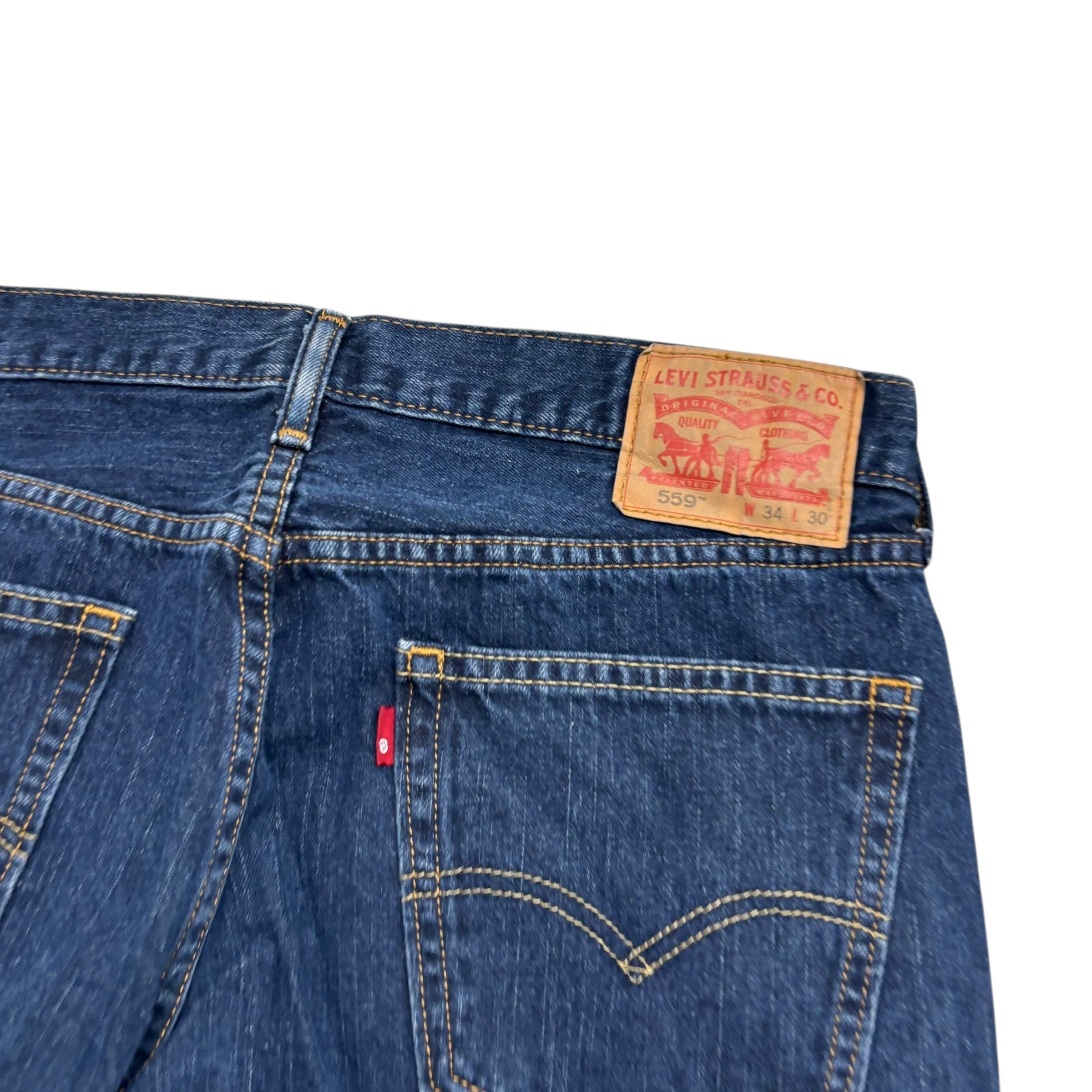 Levis 559 Jeans W34 L30 Mens Dark Blue Baggy Relaxed Straight Vintage Denim (E)