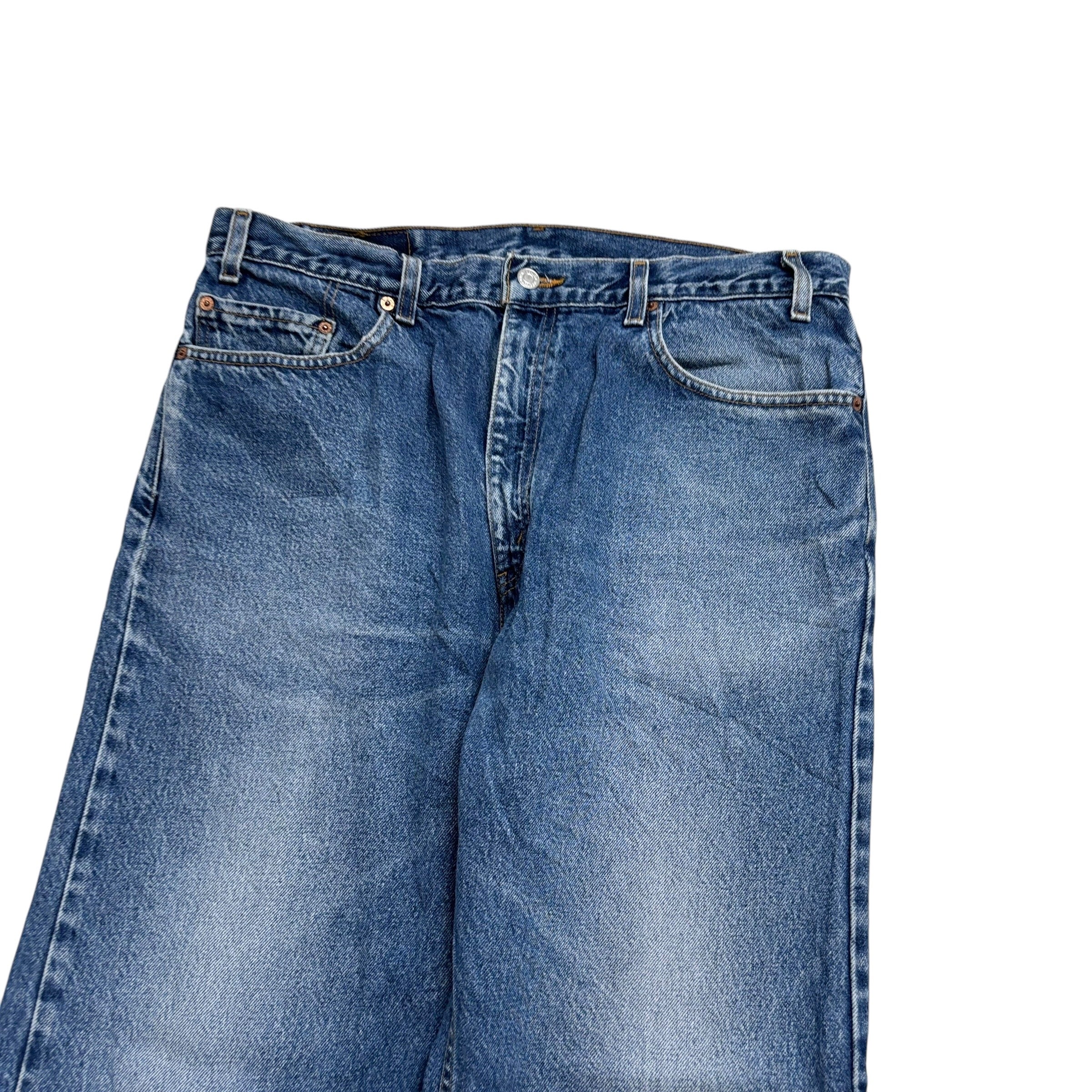 Levis 505 Jeans W36 L33 Mens Mid Blue Regular Straight Fit Vintage Denim (E)