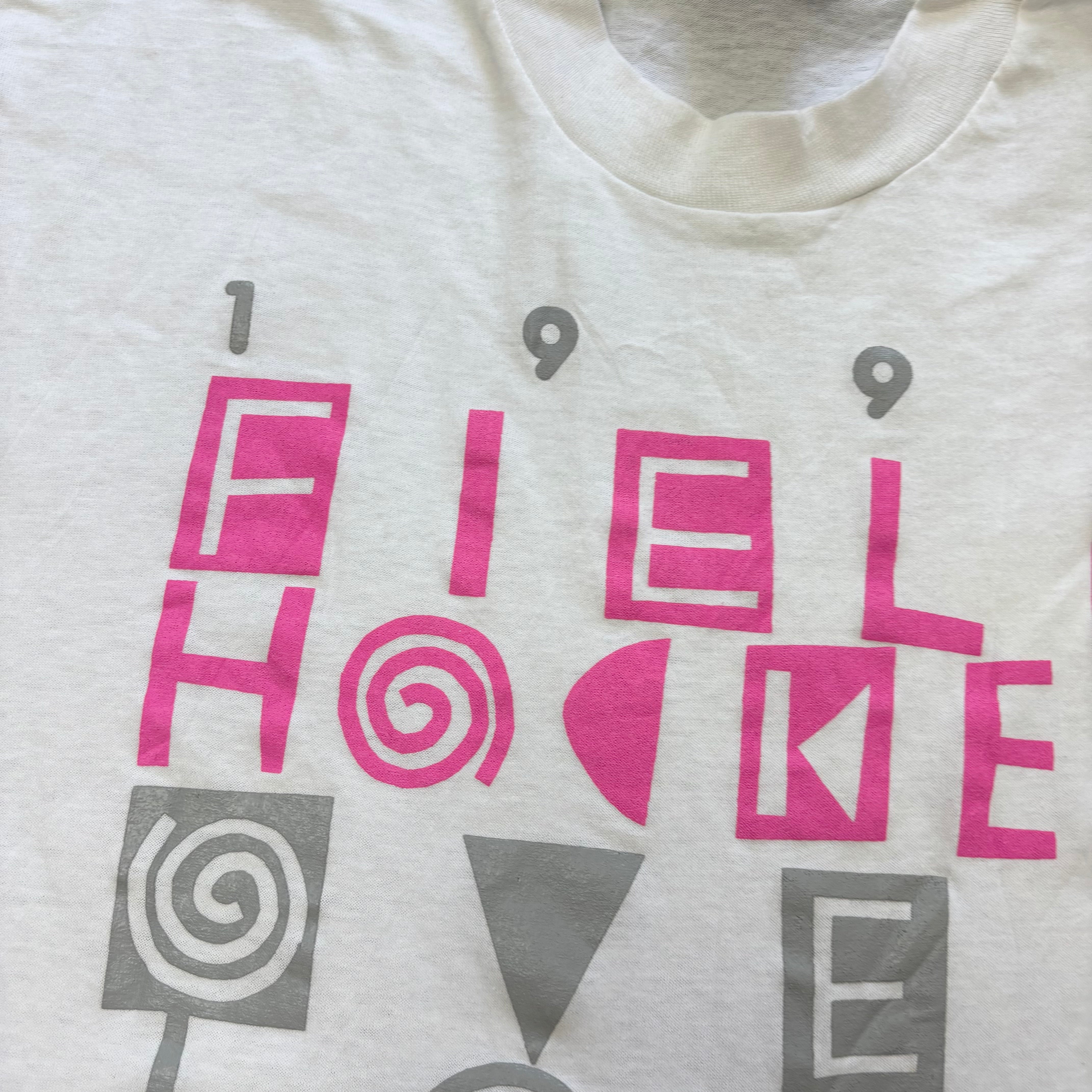 Vintage T Shirt Mens Large White Single Stitch Graphic Print 90s Sports (E)