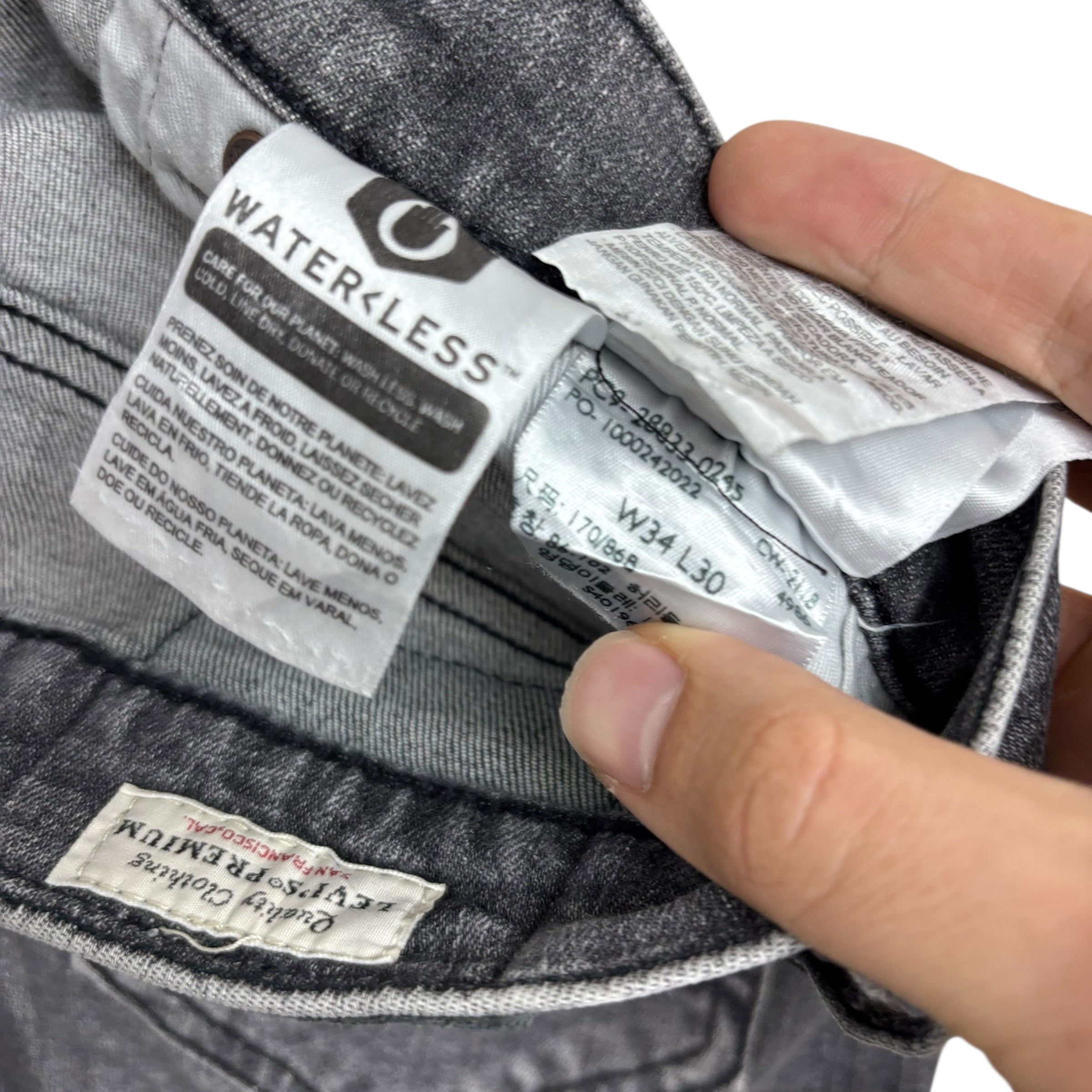 Levis 512 Jeans W34 L29 Mens Grey Slim Tapered Fit Stretch Premium Denim