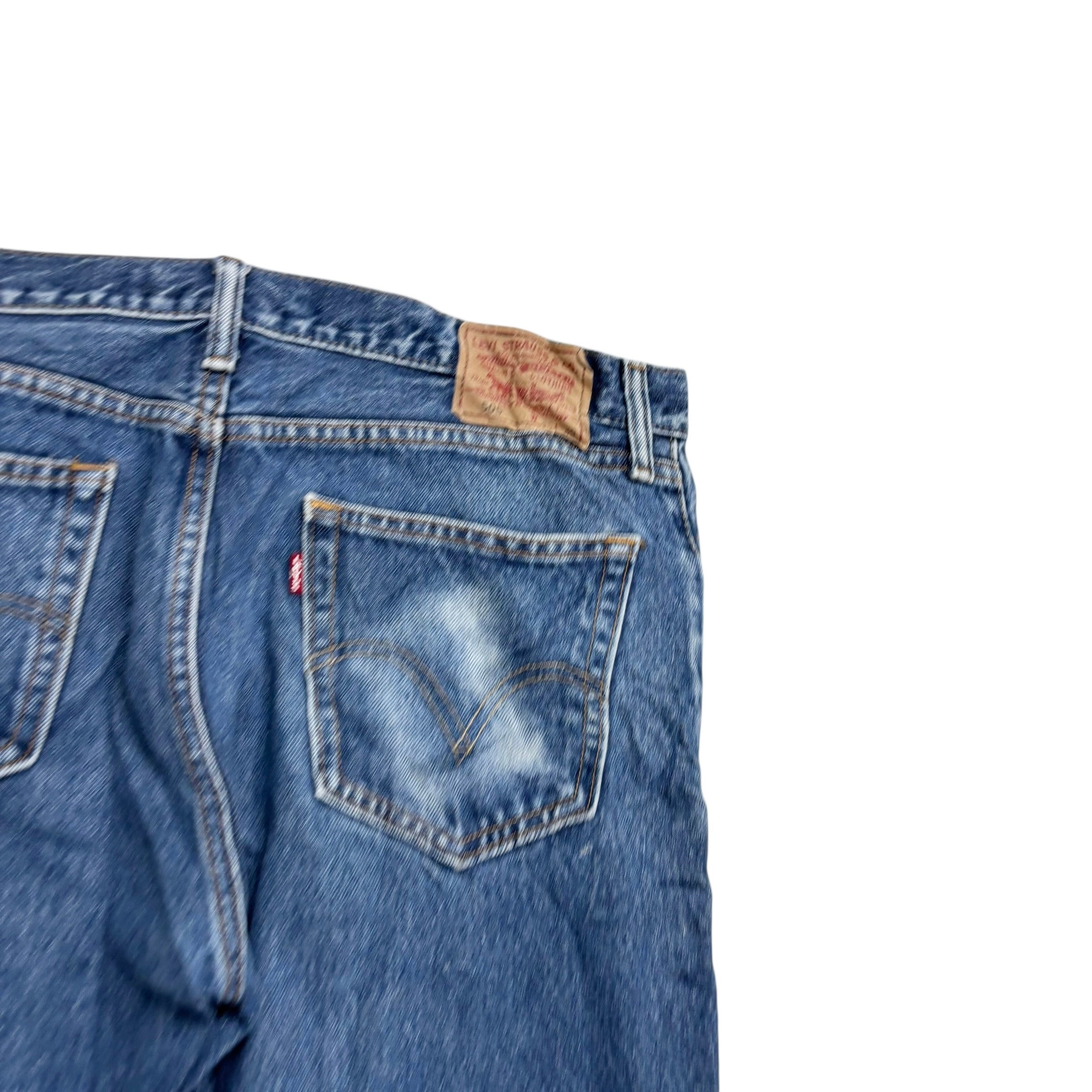 Levis 505 Jeans W36 L30 Mens Mid Blue Regular Straight Fit Vintage Denim